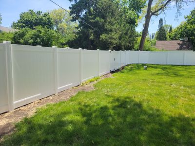 Residential White Vinyl Privacy Fence Installation in Waterloo