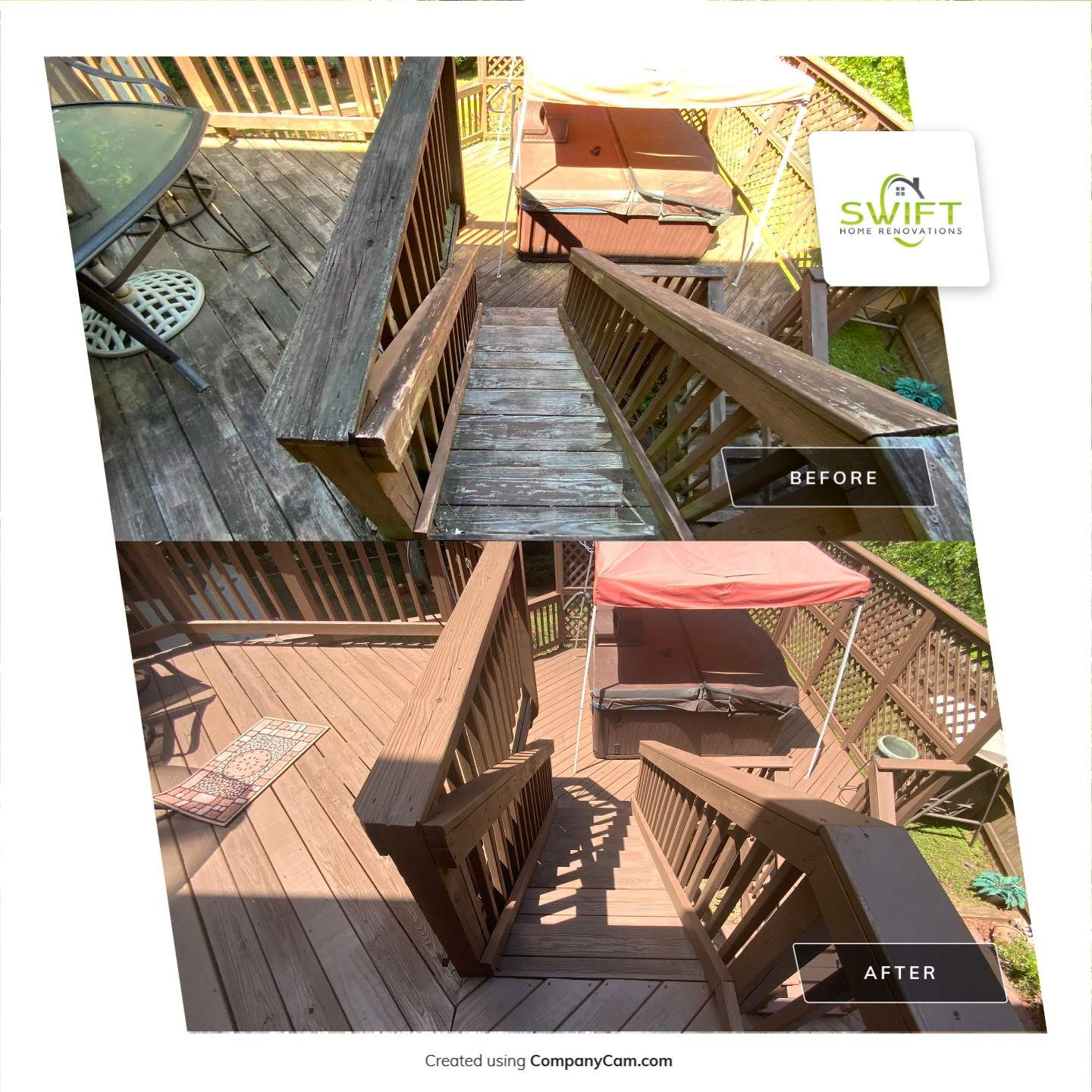 Multi-Level Wood Deck Repair and Staining in Tucker, Georgia by Swift Home Renovations