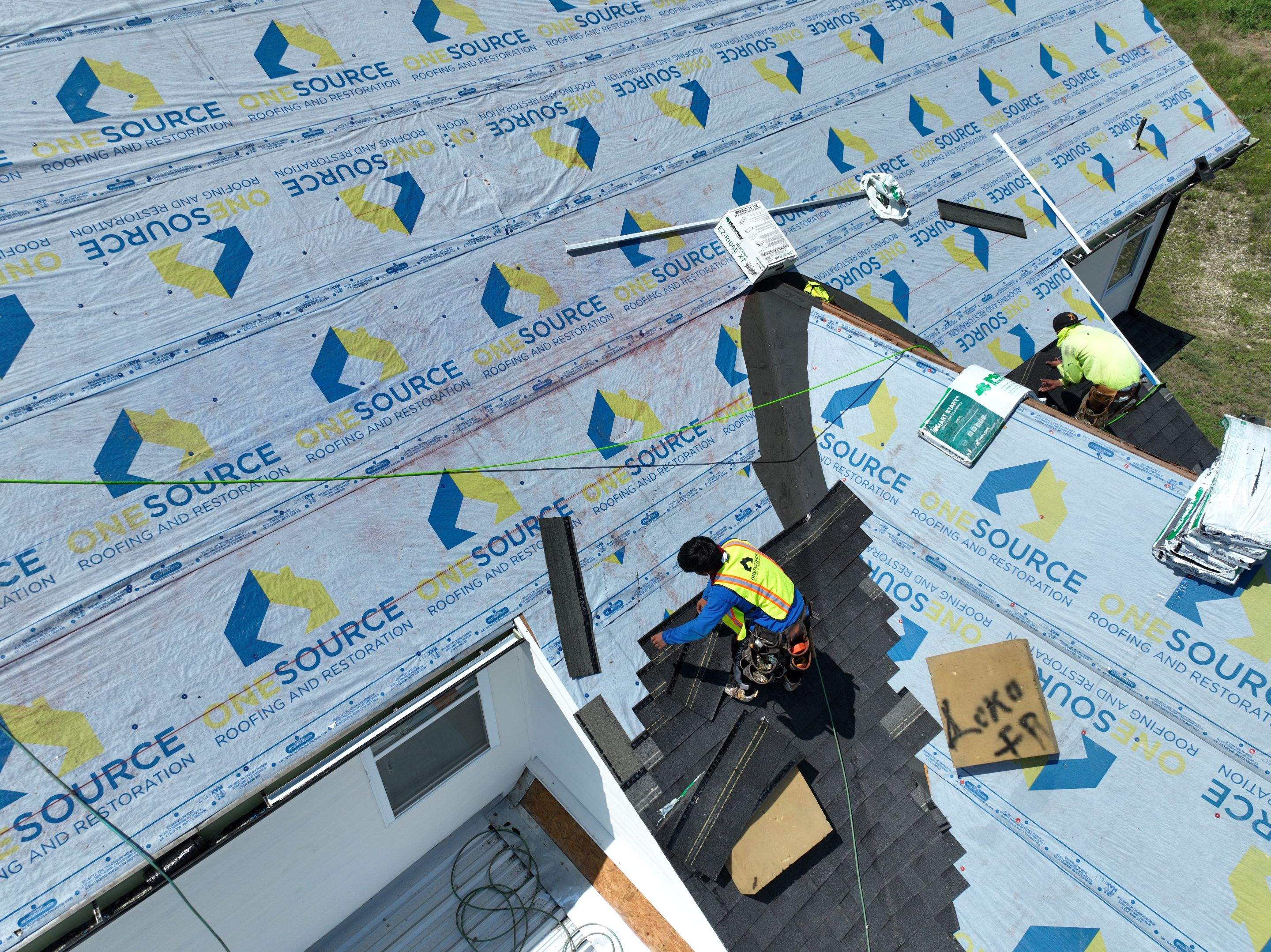 Residential Roofing Installation using Malarkey Highlander Brilliant Black by OneSource Roofing and Restoration