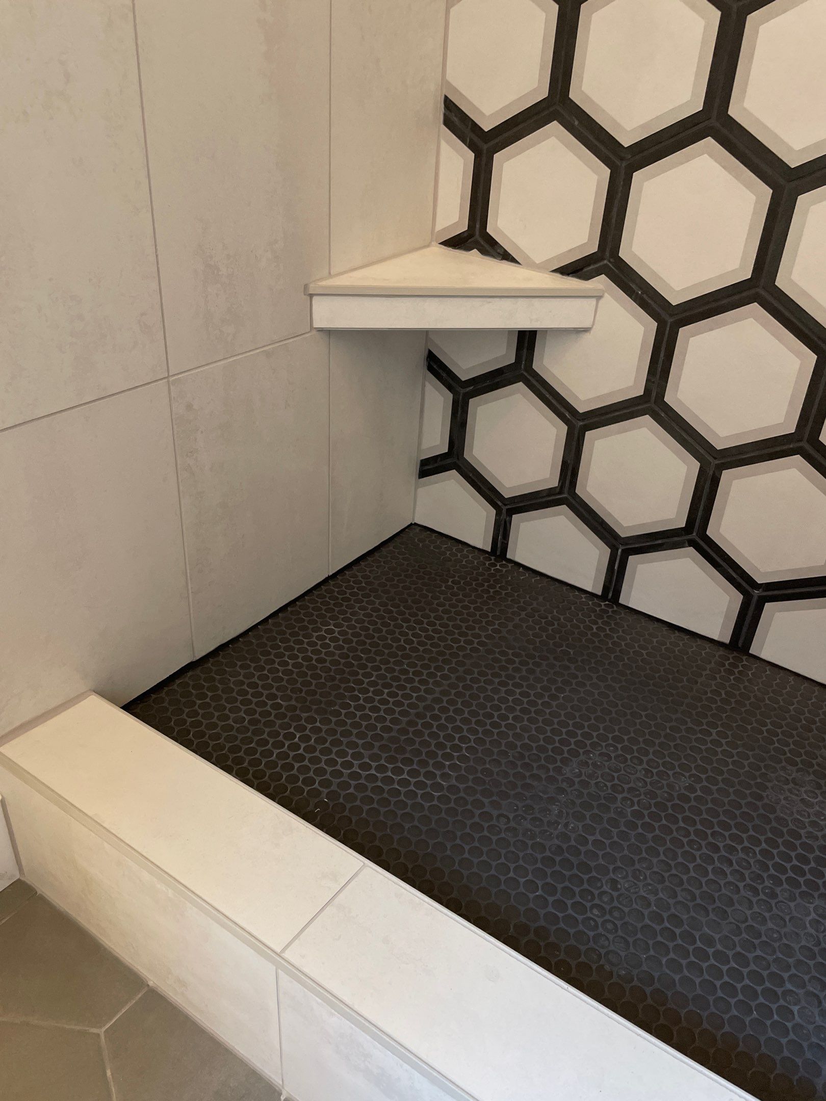 New Shower, Bathroom Floor and Countertops by Footprints Floors of Chandler