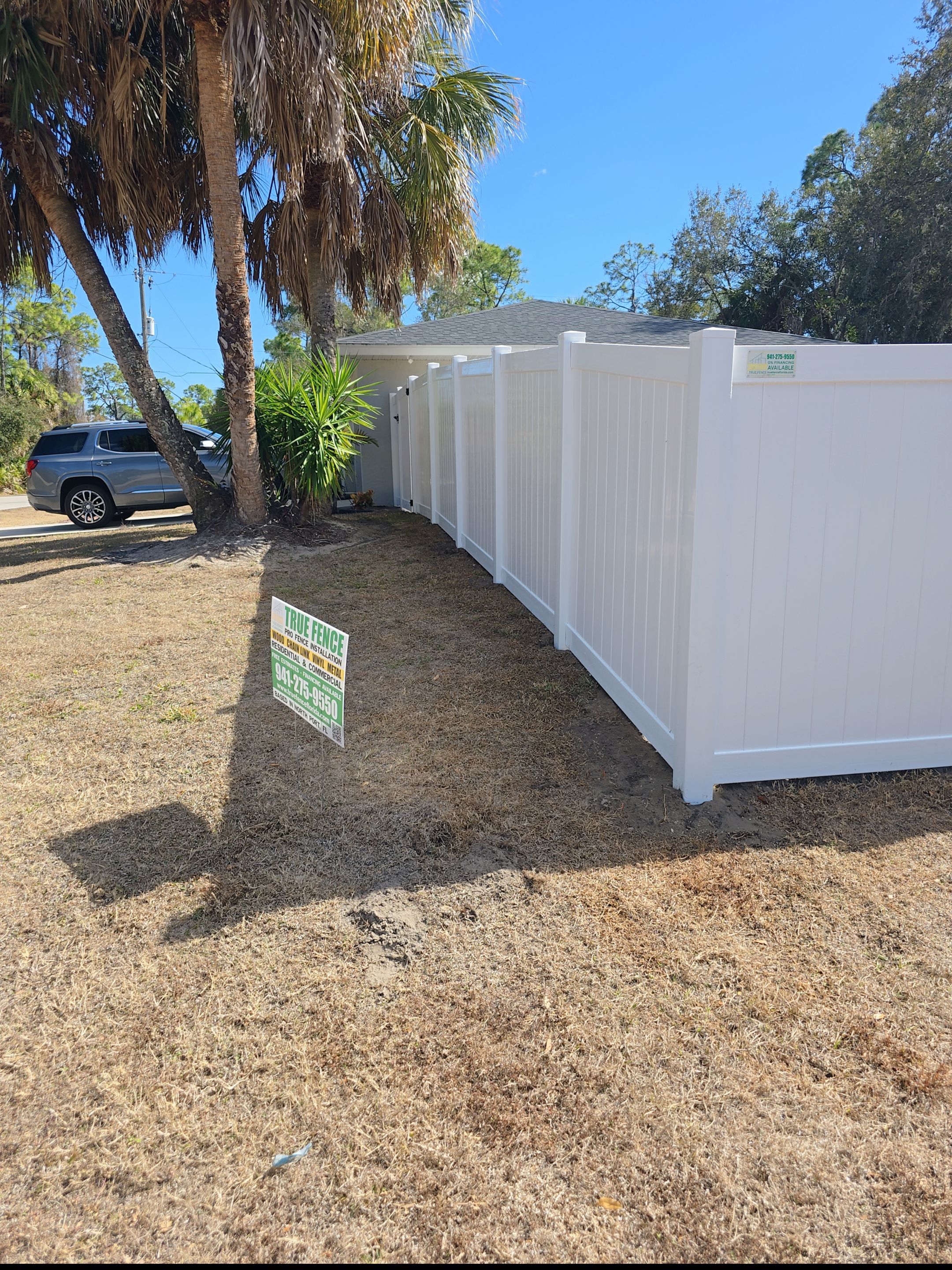 Vinyl Fence with Post Inserts in North Port by True Fence LLC