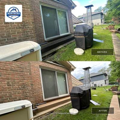 concrete patio, retaining wall, awning cleaning