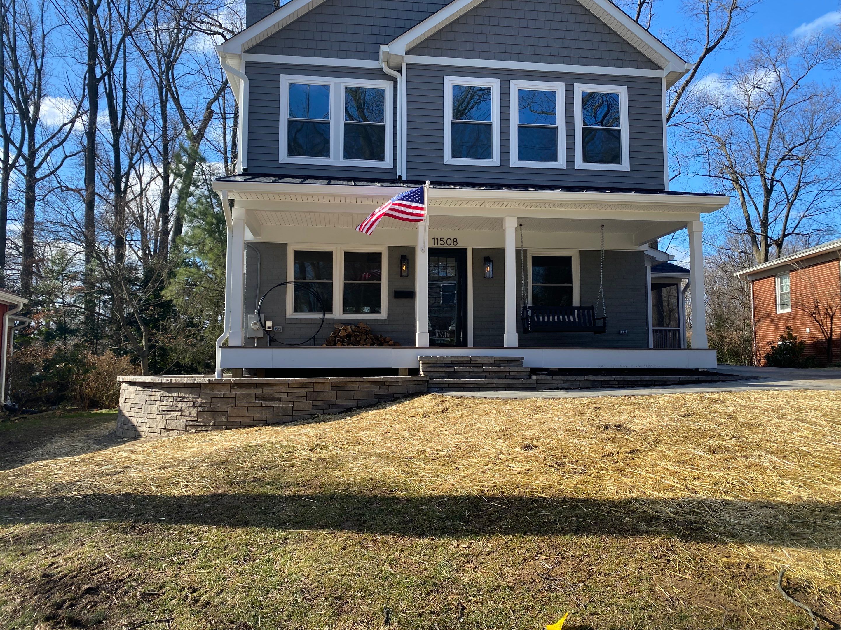 Retaining wall, walkway, small patio and landscape install by The Smet Companies, LLC