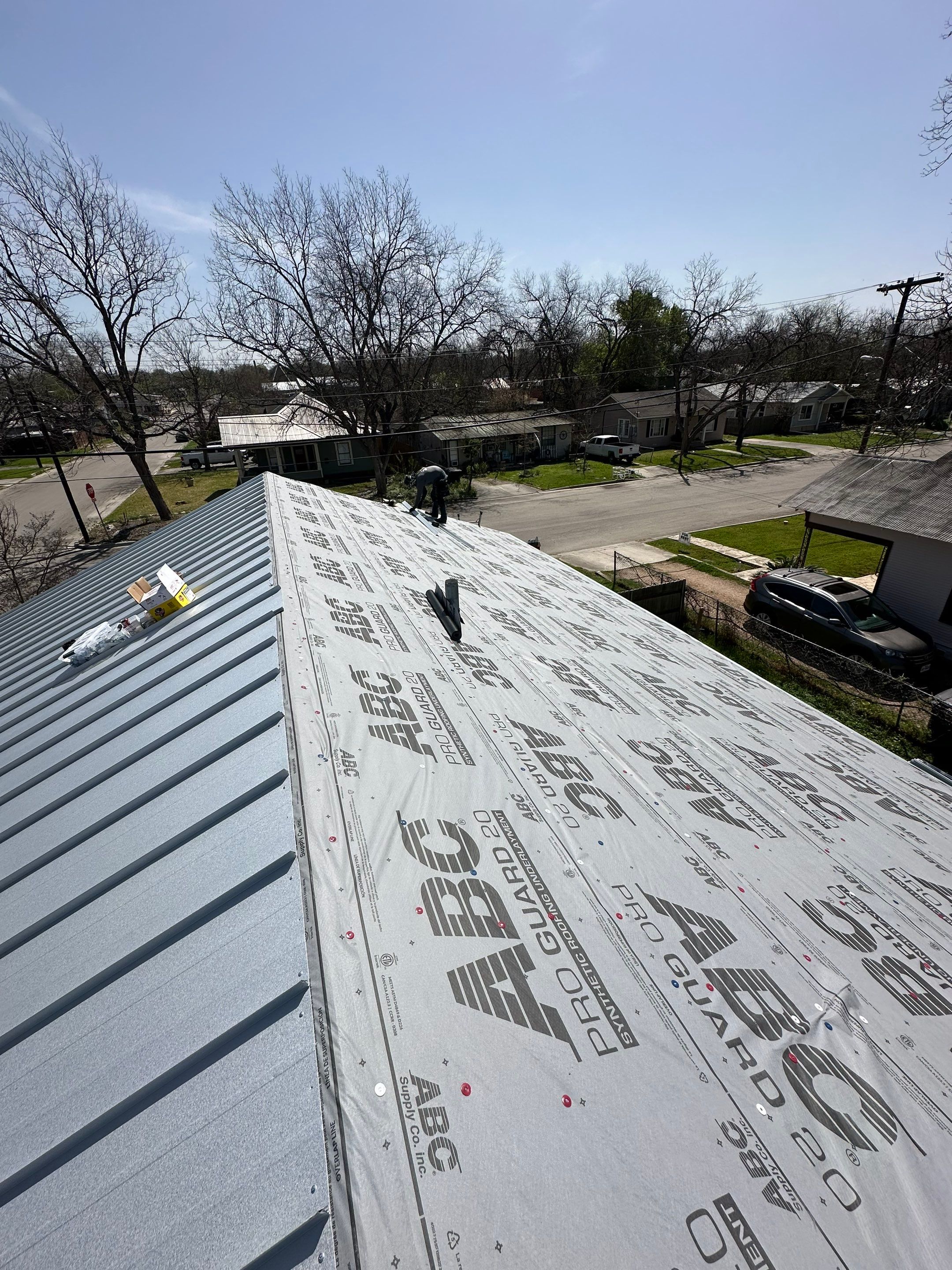 Residential Metal Roof Installation using McElroy Metal by Premier Roofing and Contracting