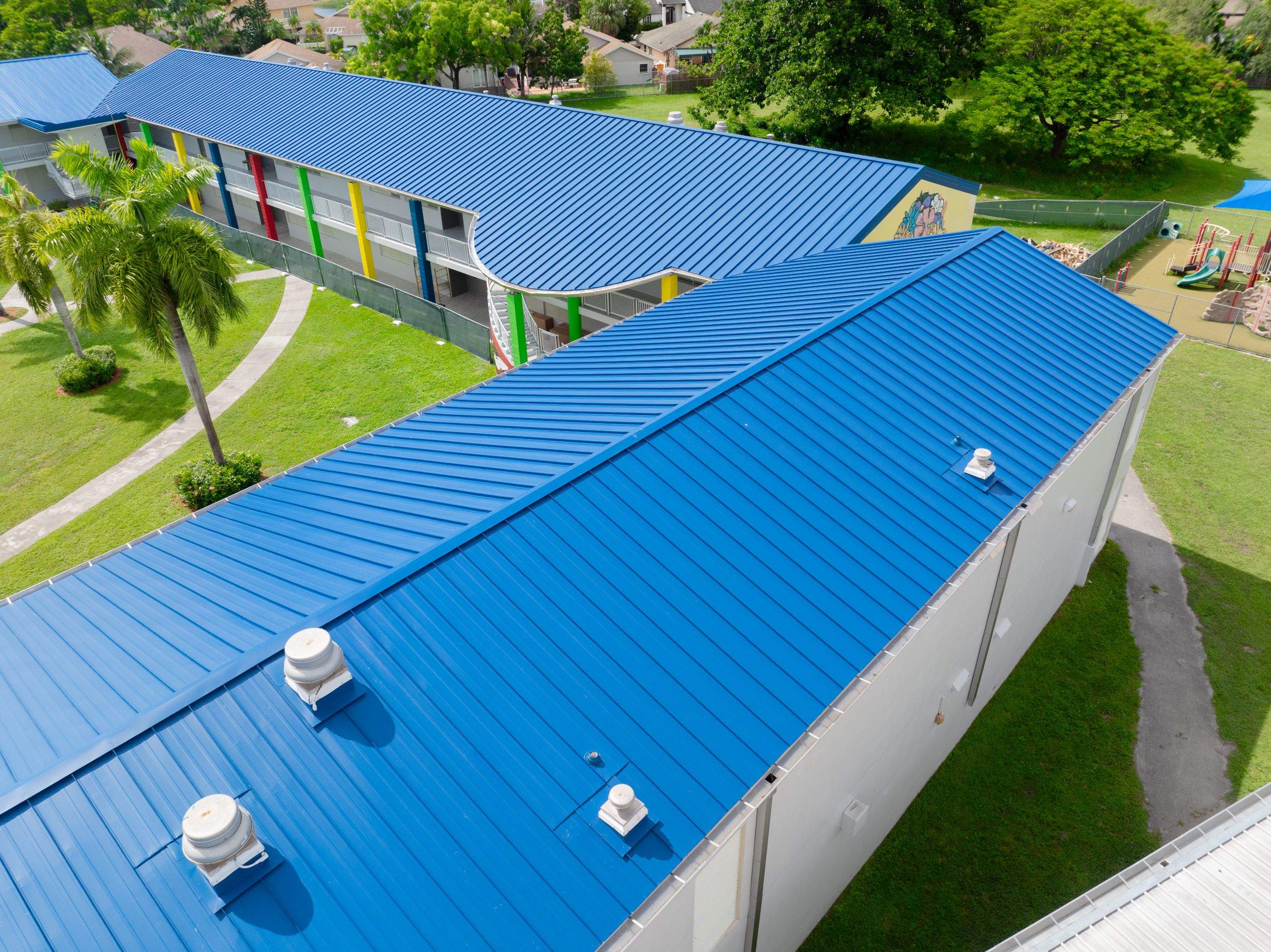 24ga 1.5" Mechanical Seam Slate Blue by Total Roofing System The Metal Roof Experts
