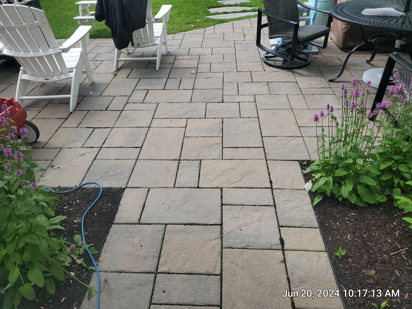concrete cleaning using Algaecide, soft wash soap by Northern Power Washing LLC.