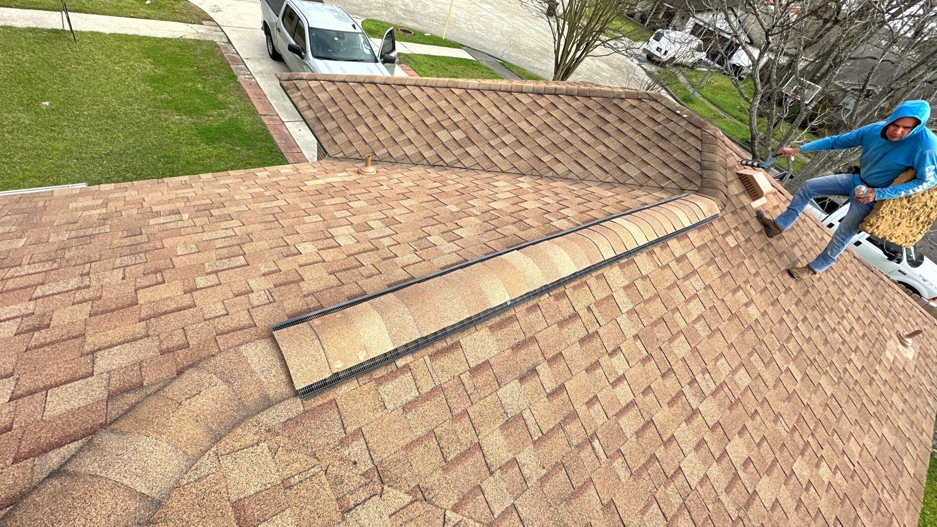 Roof Replacement with Ridge Vent & Flashing Details — Conroe, TX by PL Roofing & SB Roofing, LLC.