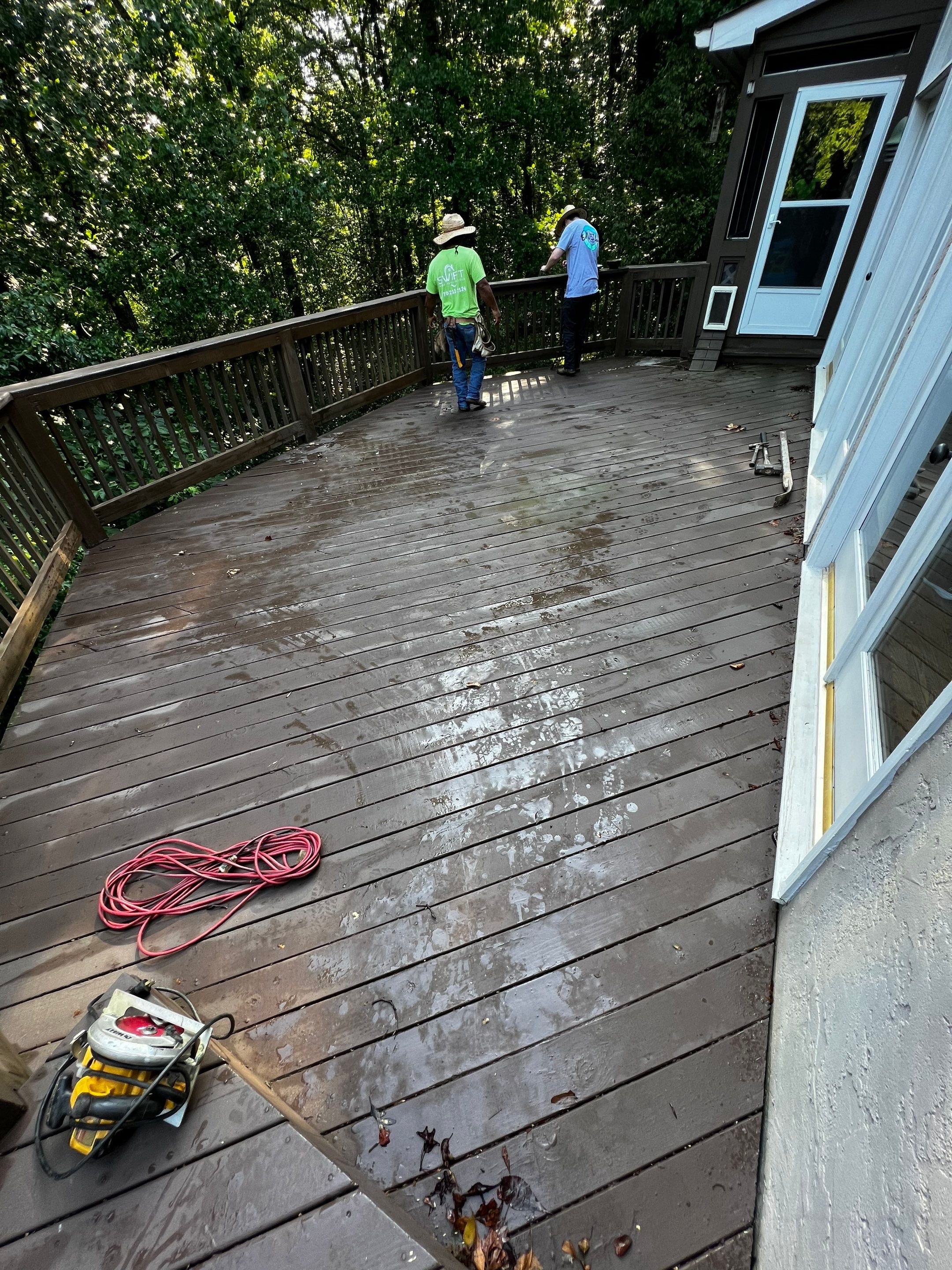 Atlanta Wooden Deck Restoration and Pool Concrete Staining Project by Swift Home Renovations