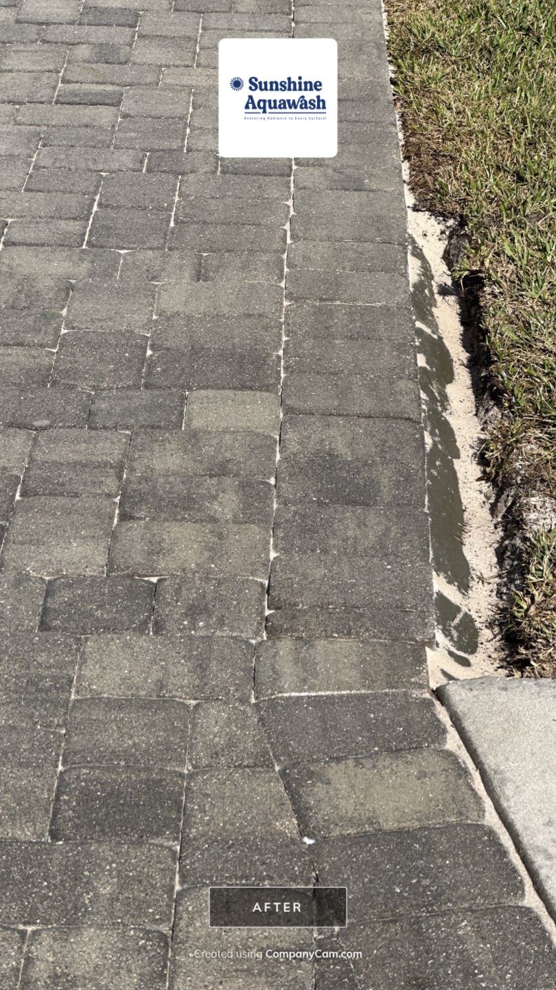 2-Story House Wash & Paver Driveway Cleaning in Trevesta Community, Palmetto, FL | Sunshine AquaWash by Sunshine AquaWash