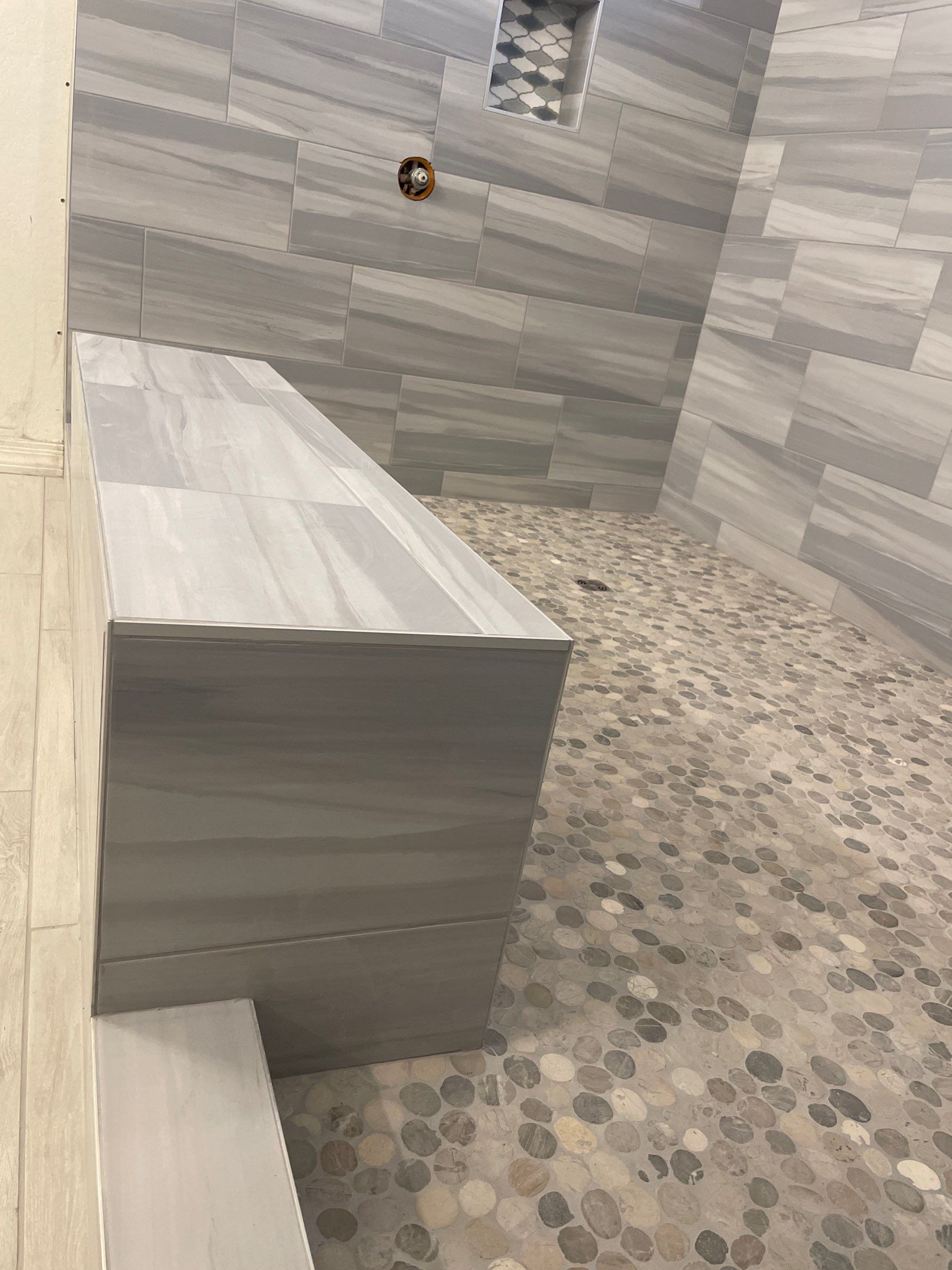 Wood Look Tile Floors and an Extra Large Shower  by Footprints Floors of Chandler 