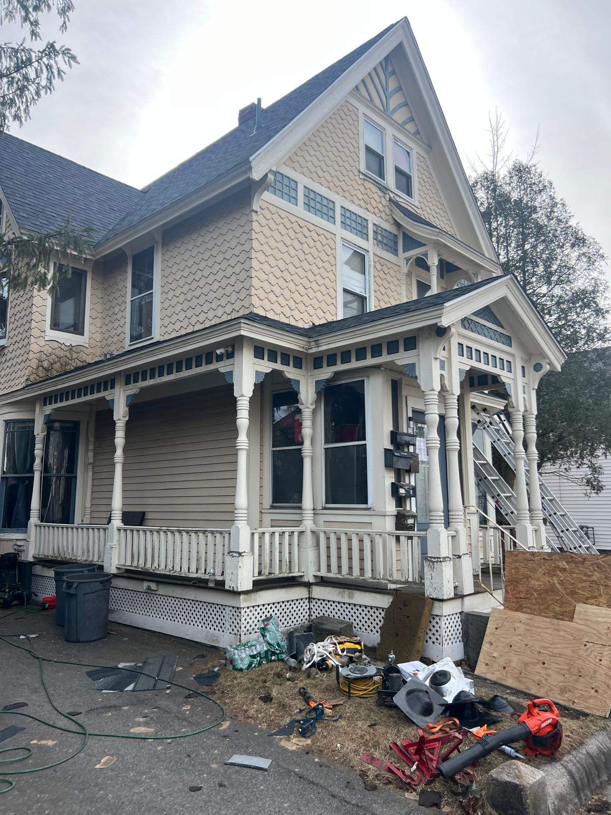  Slate Roof Conversion on Historic Home & Detached Garage – Owens Corning Duration, Estate Gray by JOHNNYS PRO