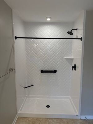 Custom Jacuzzi Walk-In Shower Remodel with Stone-Look Tile in Traverse City