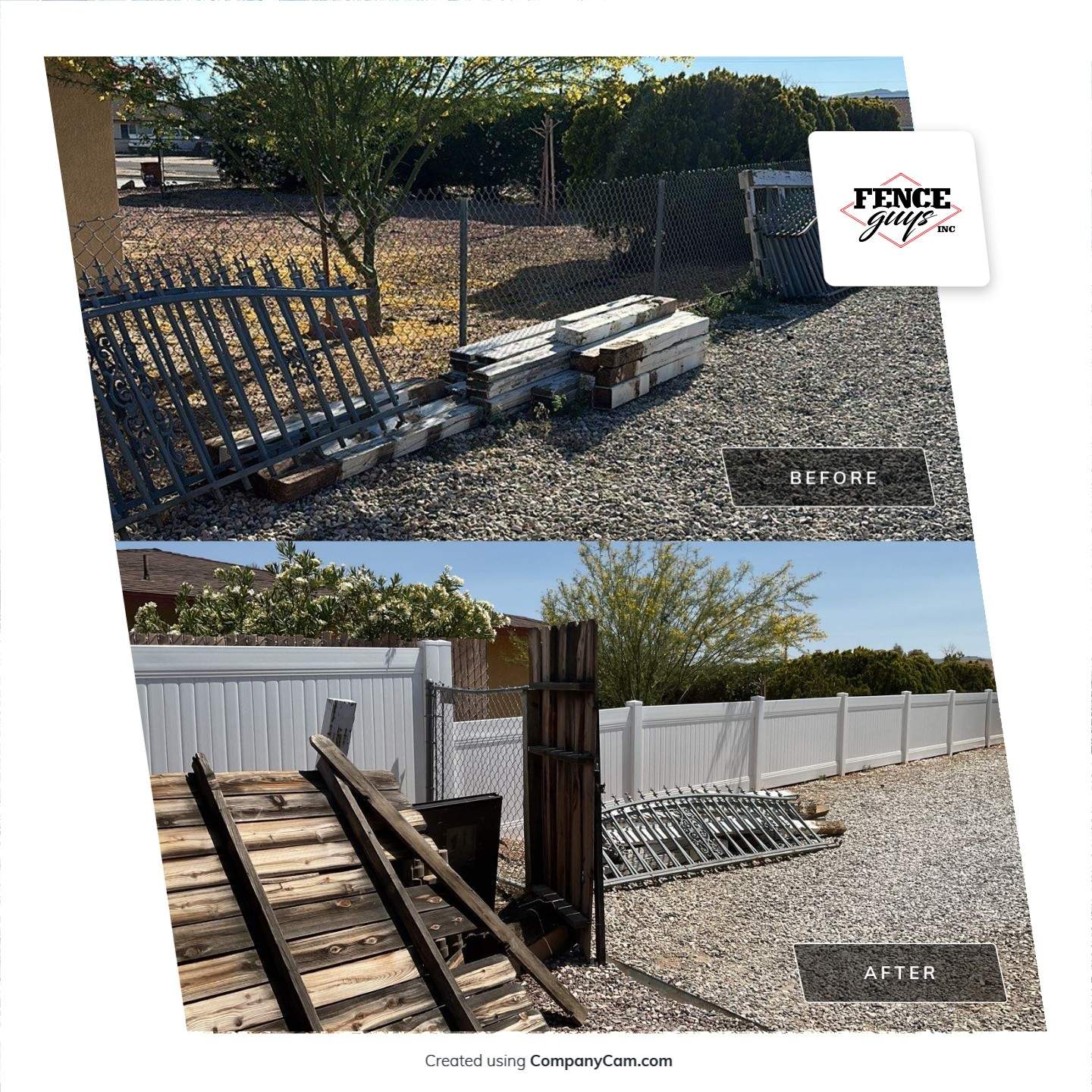 Fence replacement using 6ft and 4ft vinyl  by Fence Guys Inc. 