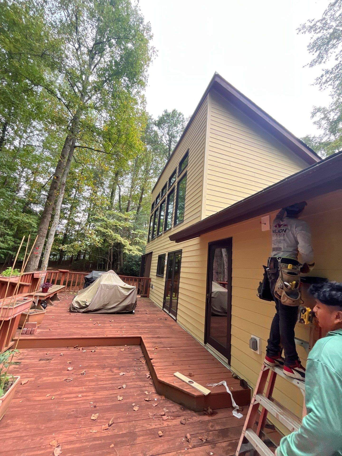 Marietta, GA Two-Tier Wood Deck Rebuild  by Nelson Exteriors 