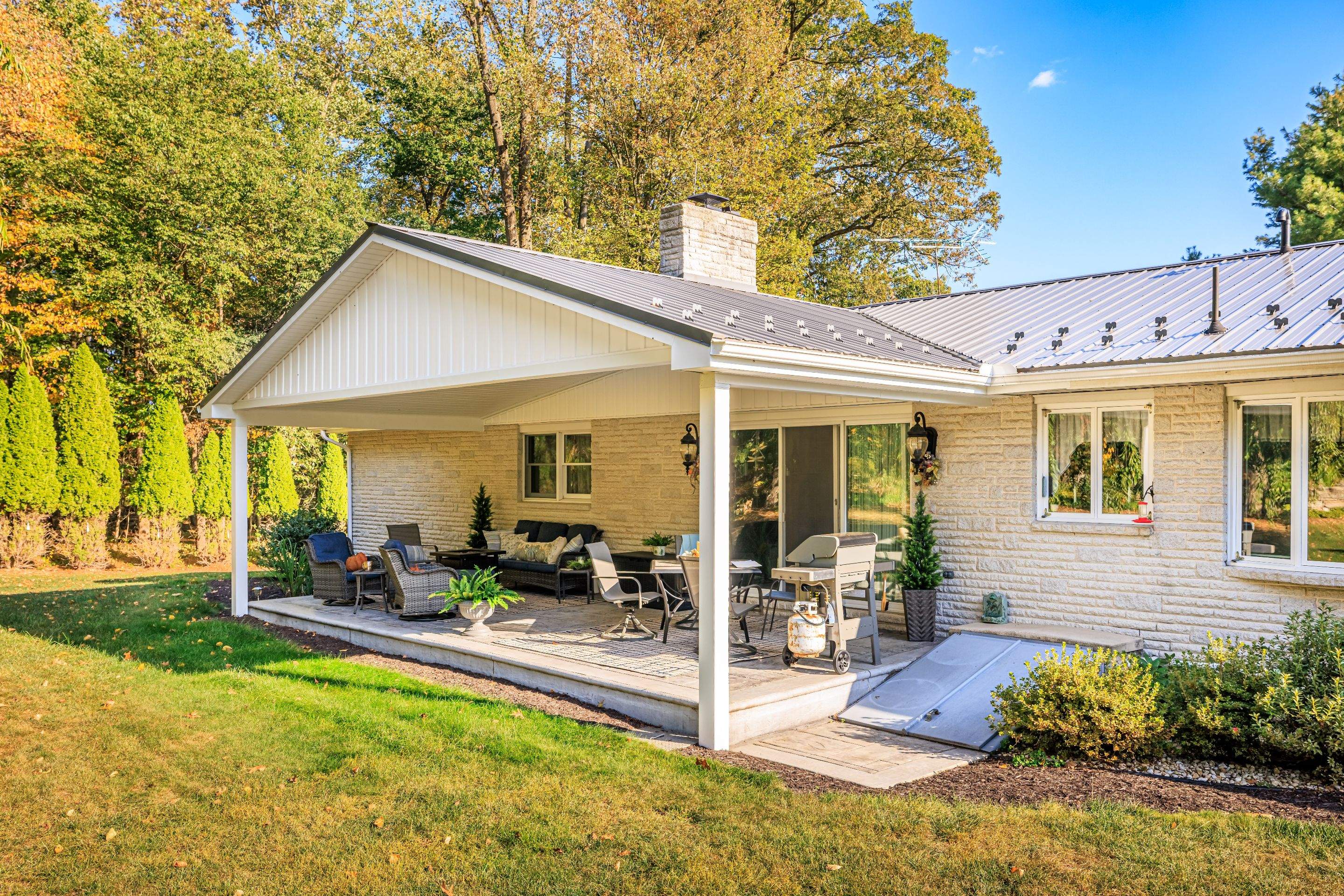 Metal Roof and Gabled Porch Addition in Hegins by Esh Builders