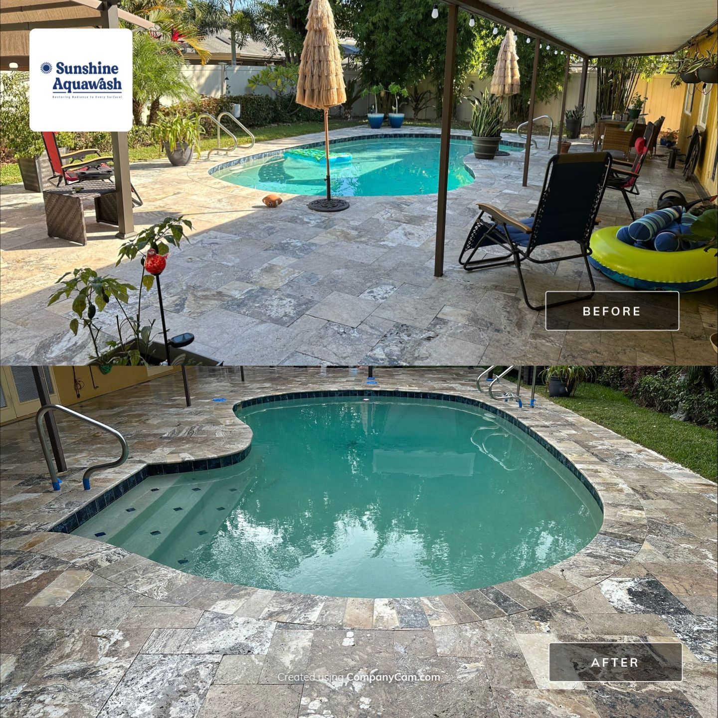Roof Cleaning Service & Travertine Paver Cleaning by Sunshine AquaWash