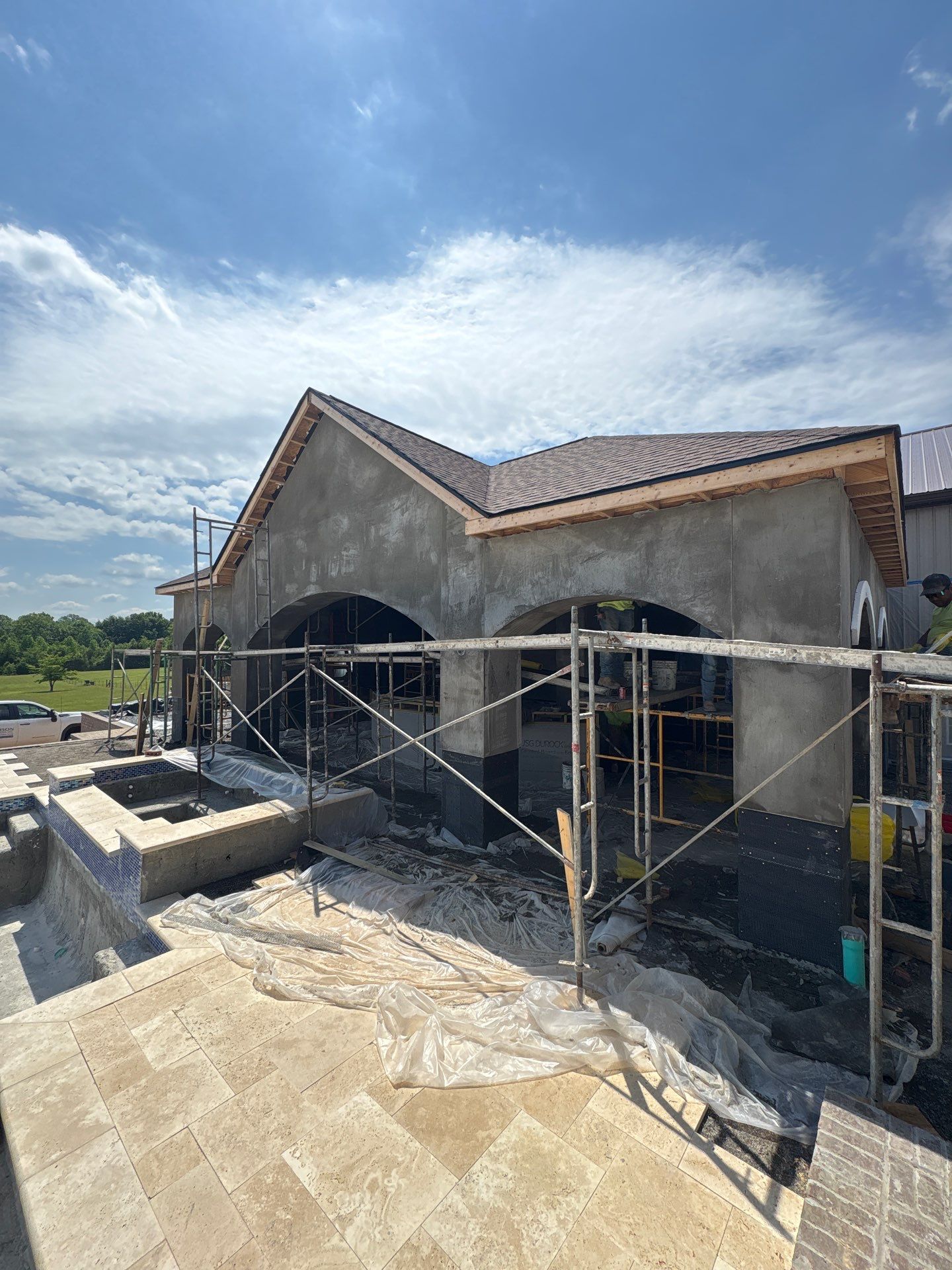 Custom Stucco Pool House and Pavilion Construction in Cross Plains by U.S. Exterior Solutions