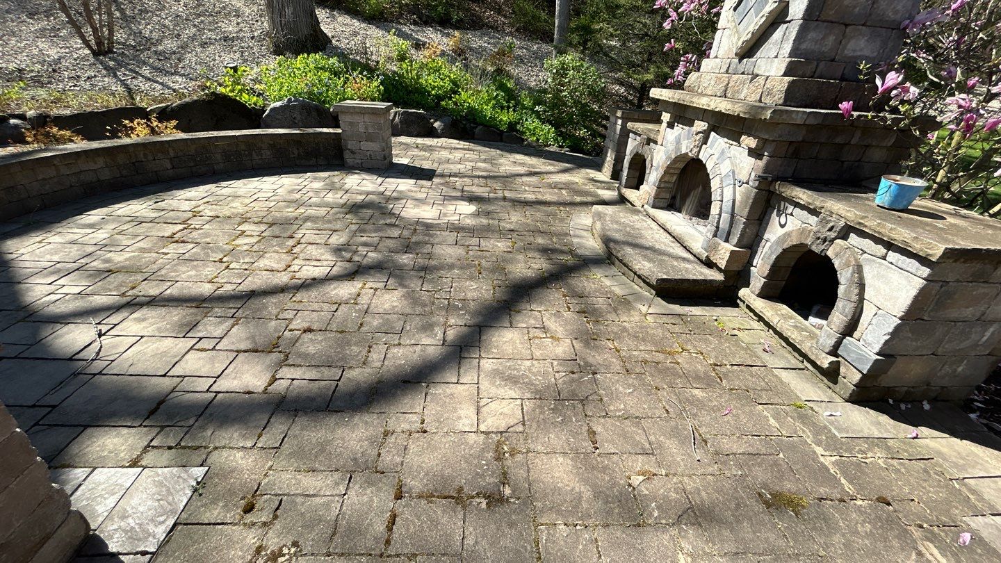 natural stone using Algaecide, soft wash soap by Northern Power Washing LLC.