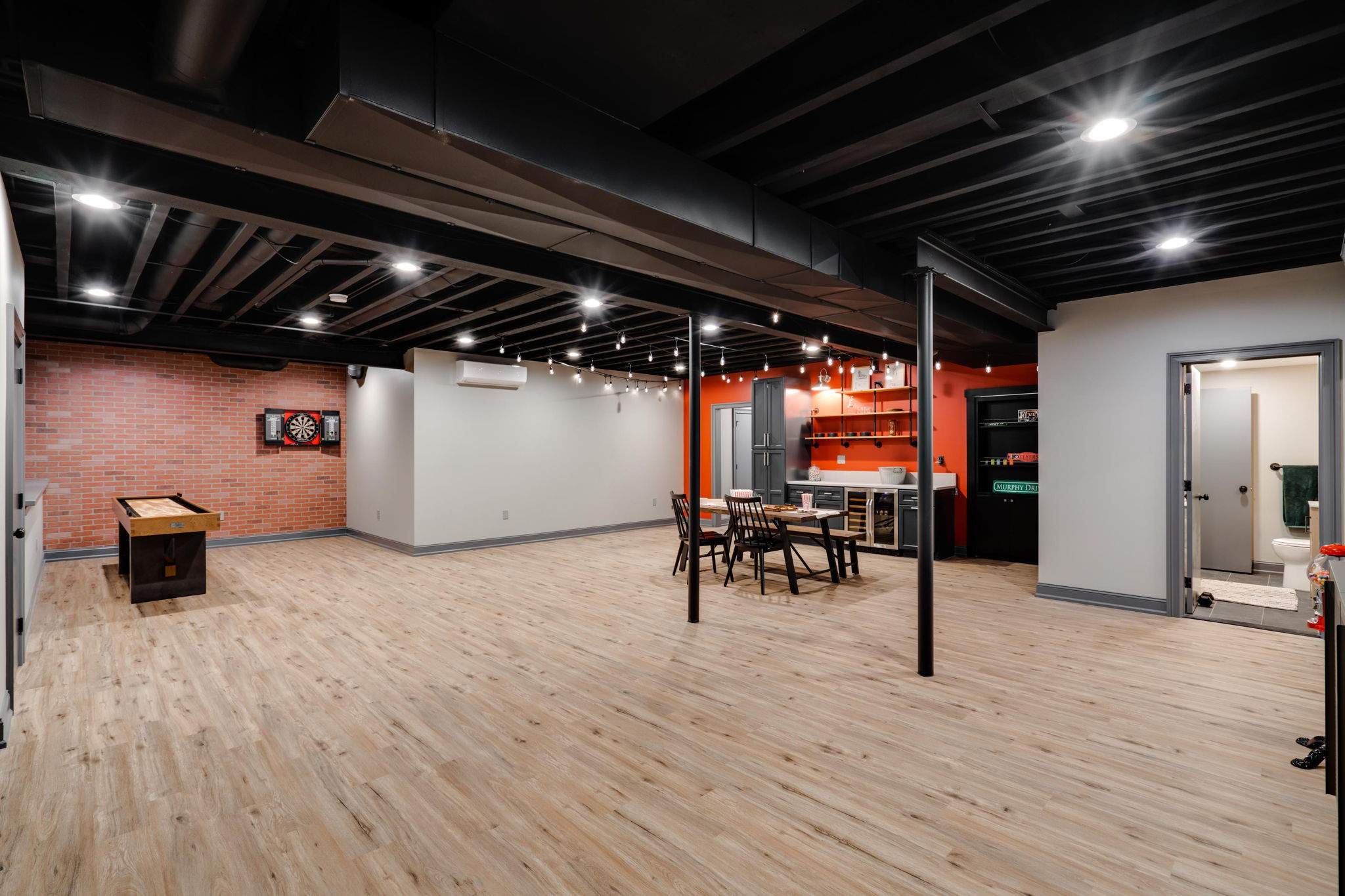Basement Remodel using Open Ceiling at the Murphy's by MCL Carpentry and Construction