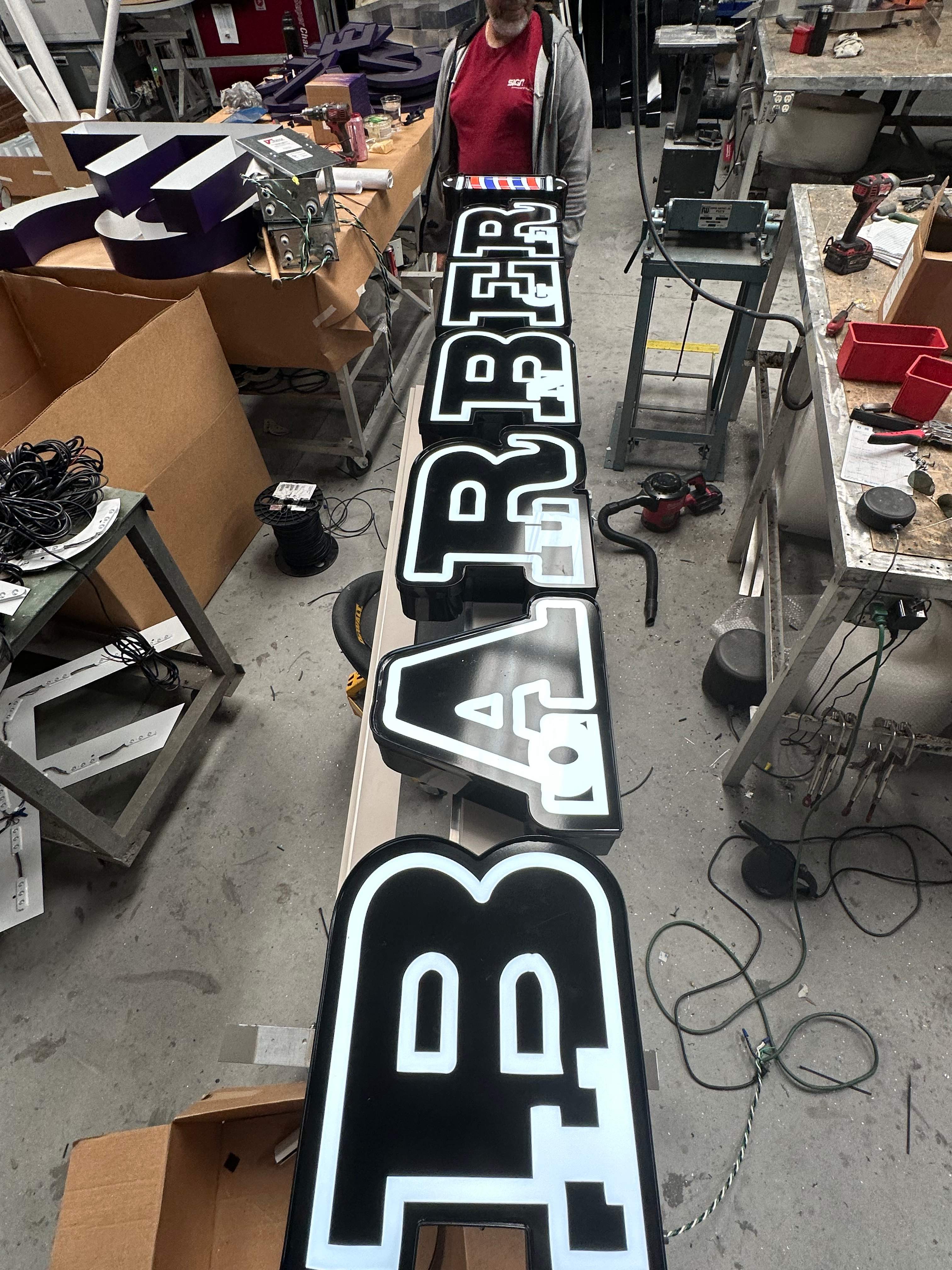 Channel Letters for A&J Barber by SignCrafters