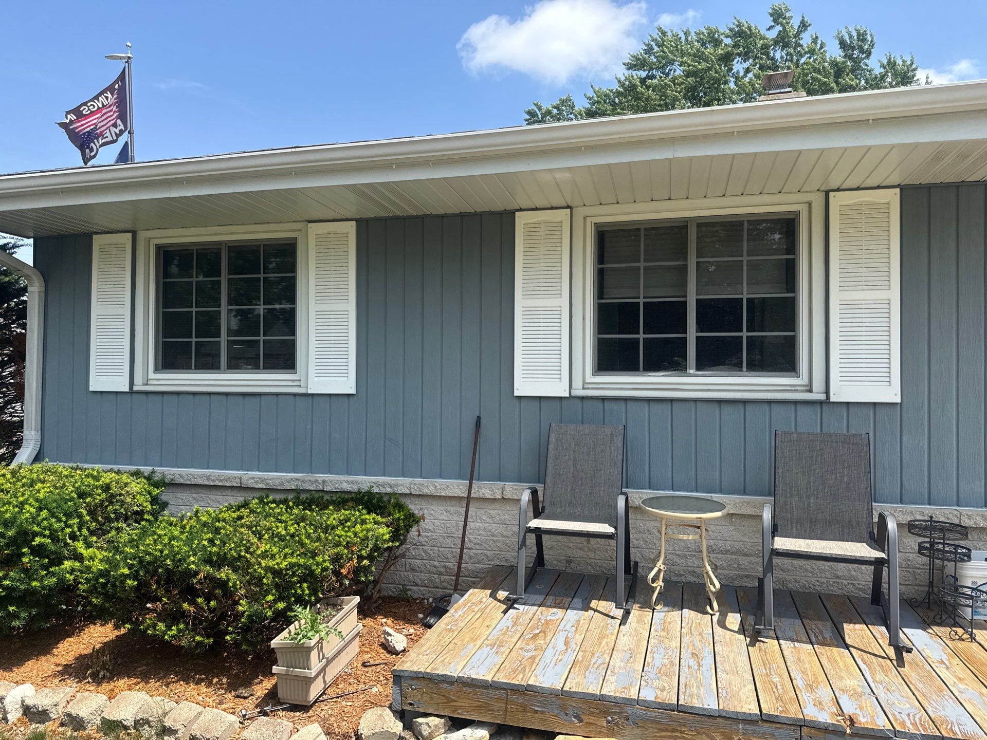 Blue Vertical Siding and Trim Installation in Milwaukee by OCS Contracting Services