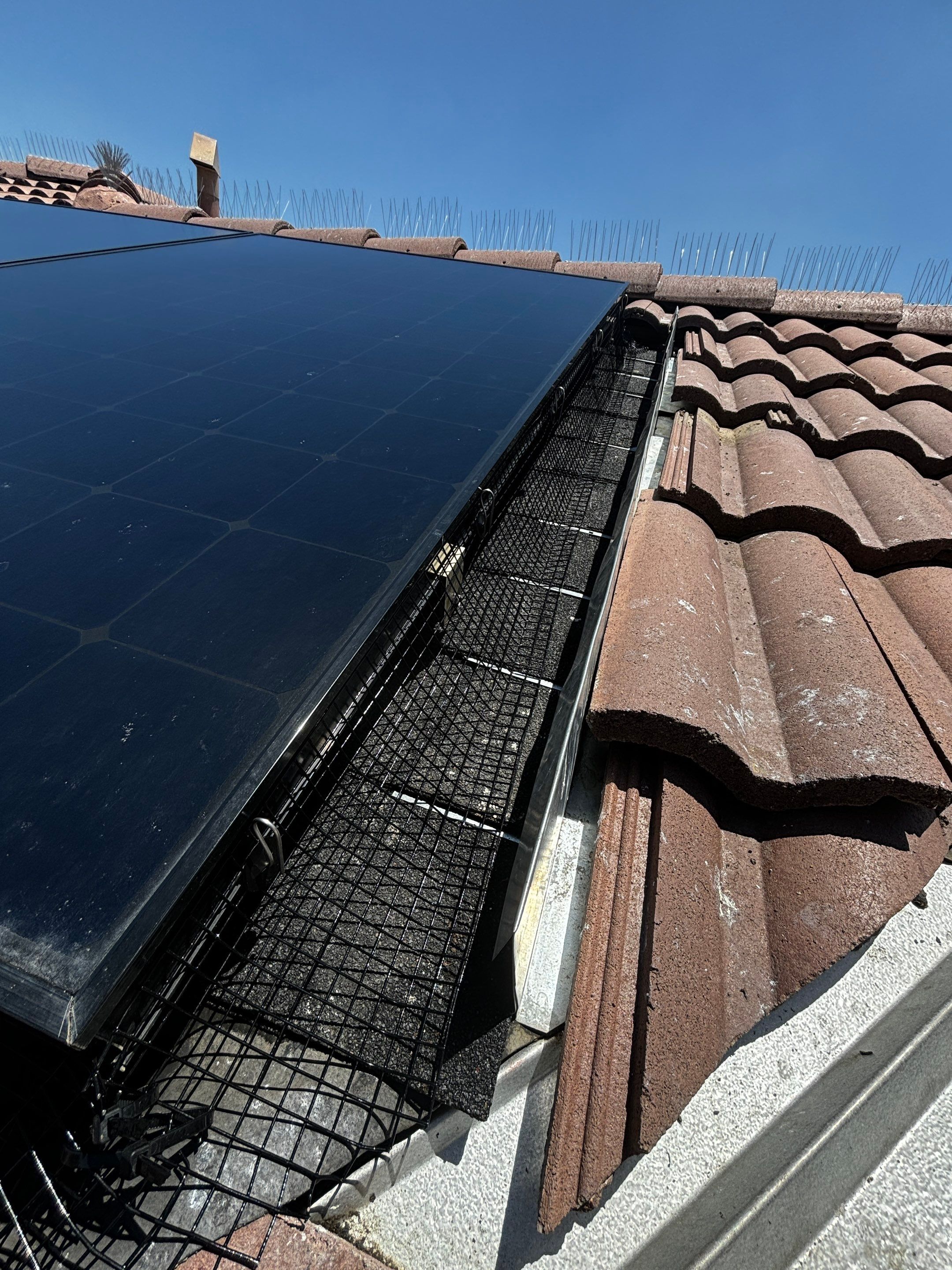 Solar Panel Bird Proofing in Fontana Ca by Palm Coast Solar Cleaning