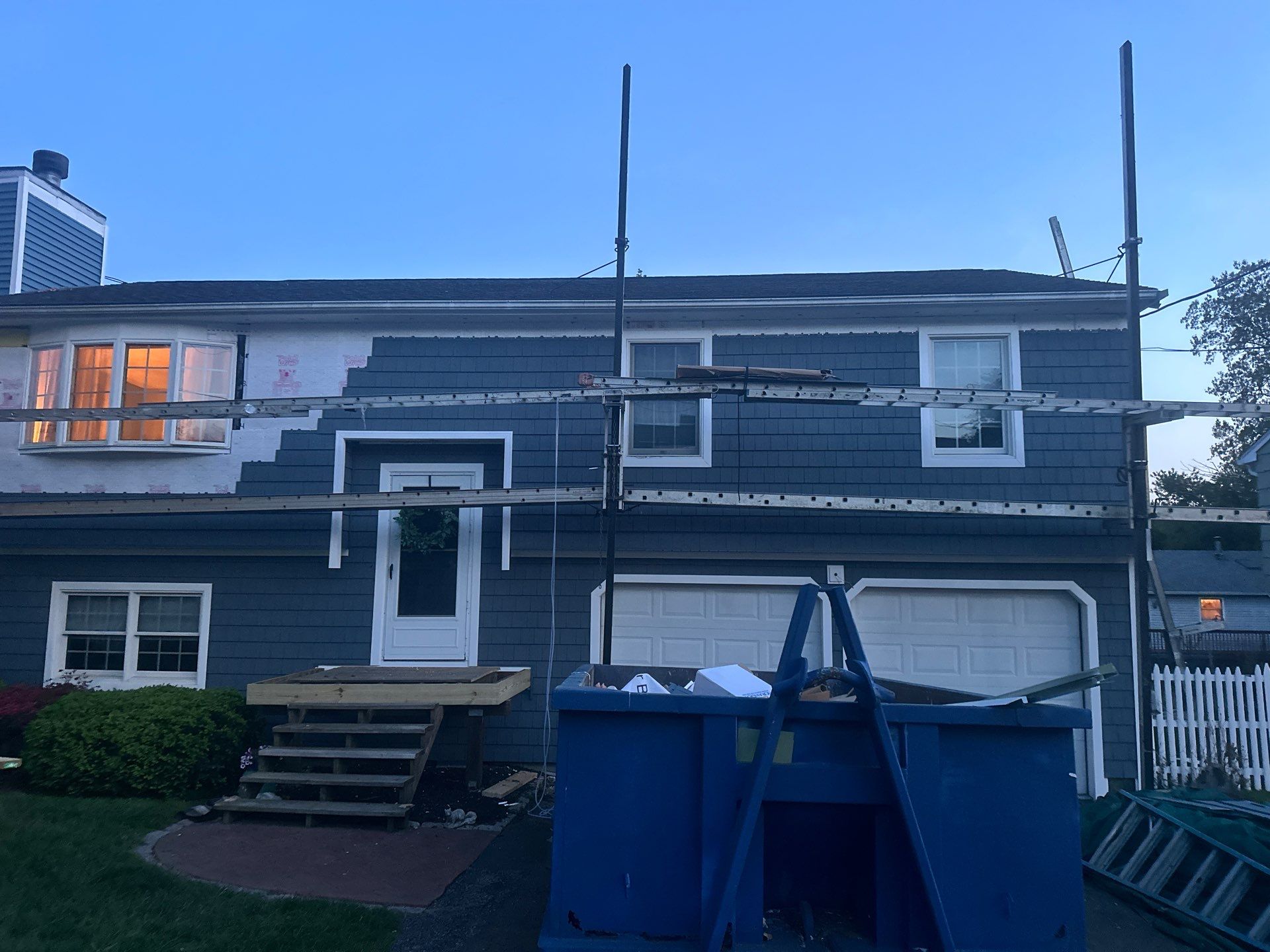 Siding Installation using Certainteed Cedar Impressions Straight Edge Perfection Shingles - D7 - Pacific Blue by A Plus Exterior