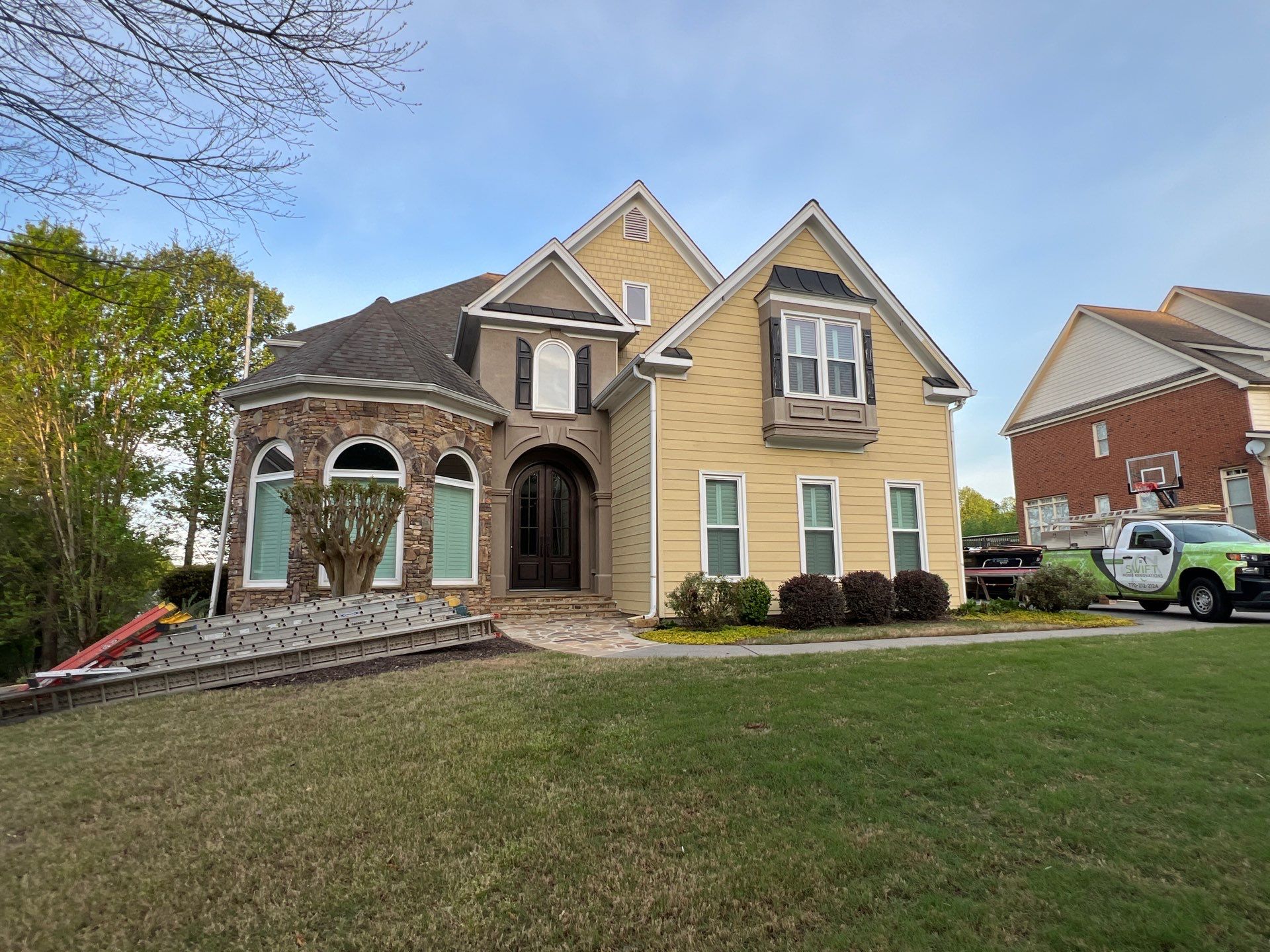 Full Exterior Siding Replacement and Stone Veneer Installation in Roswell by Swift Home Renovations
