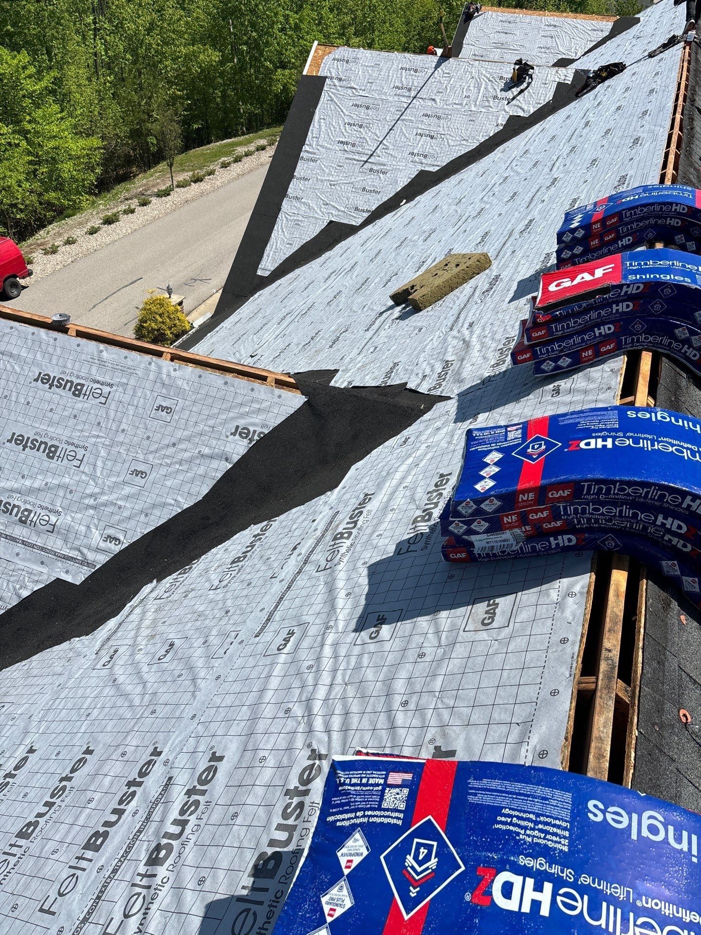 Residential Roofing Installation using GAF Timberline HDZ Weatherer Wood by Rainstoppers Roofing