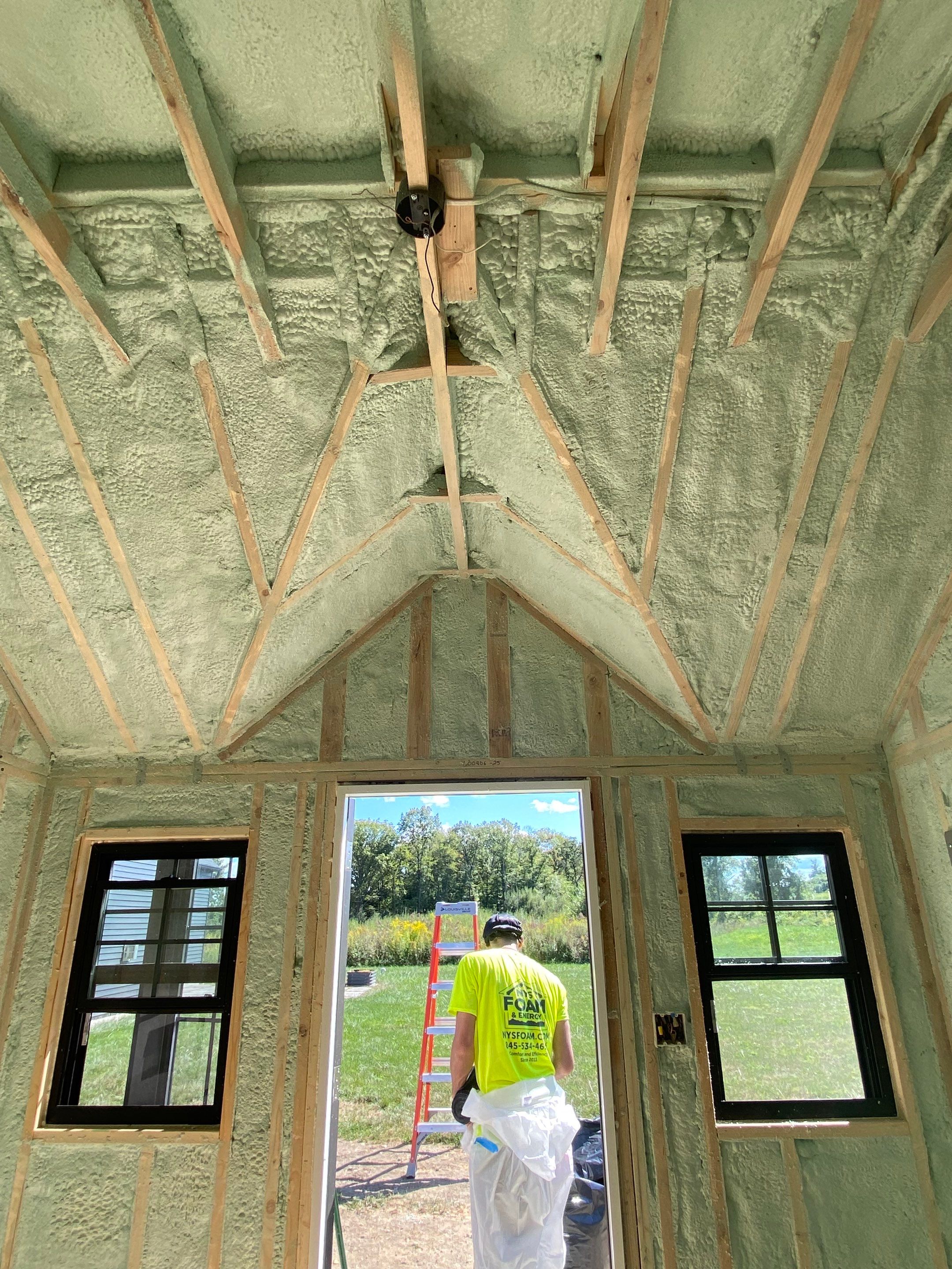 Exterior Walls using Closed Cell Spray Foam by NYS Foam & Energy
