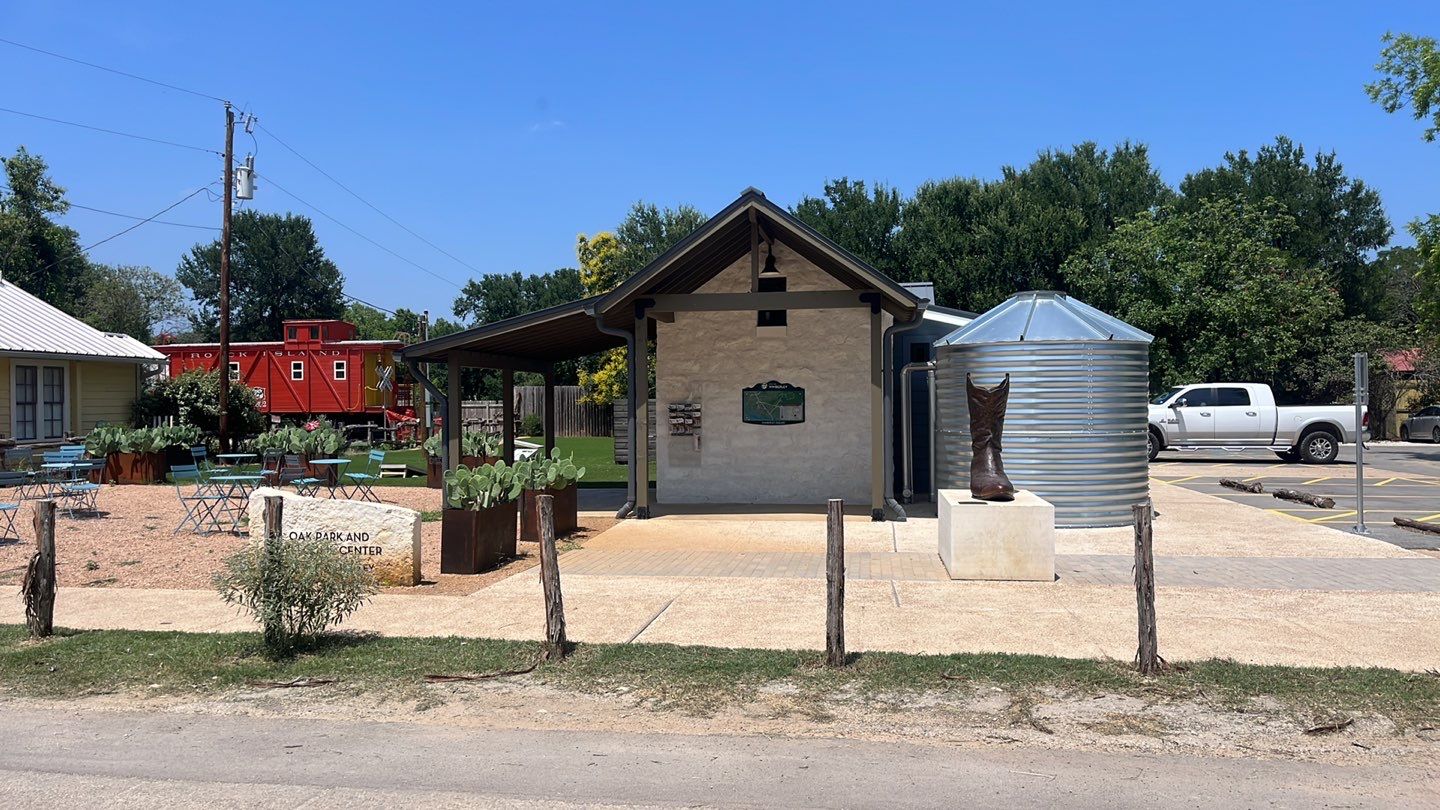 5000 gallon Wimberley Community Welcome Center using Meridian 5000 gallon, 30 degree pitched roof, silo style by Hill Country Rain Water