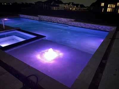 Modern Pool with Inline Spa and LED Lighting