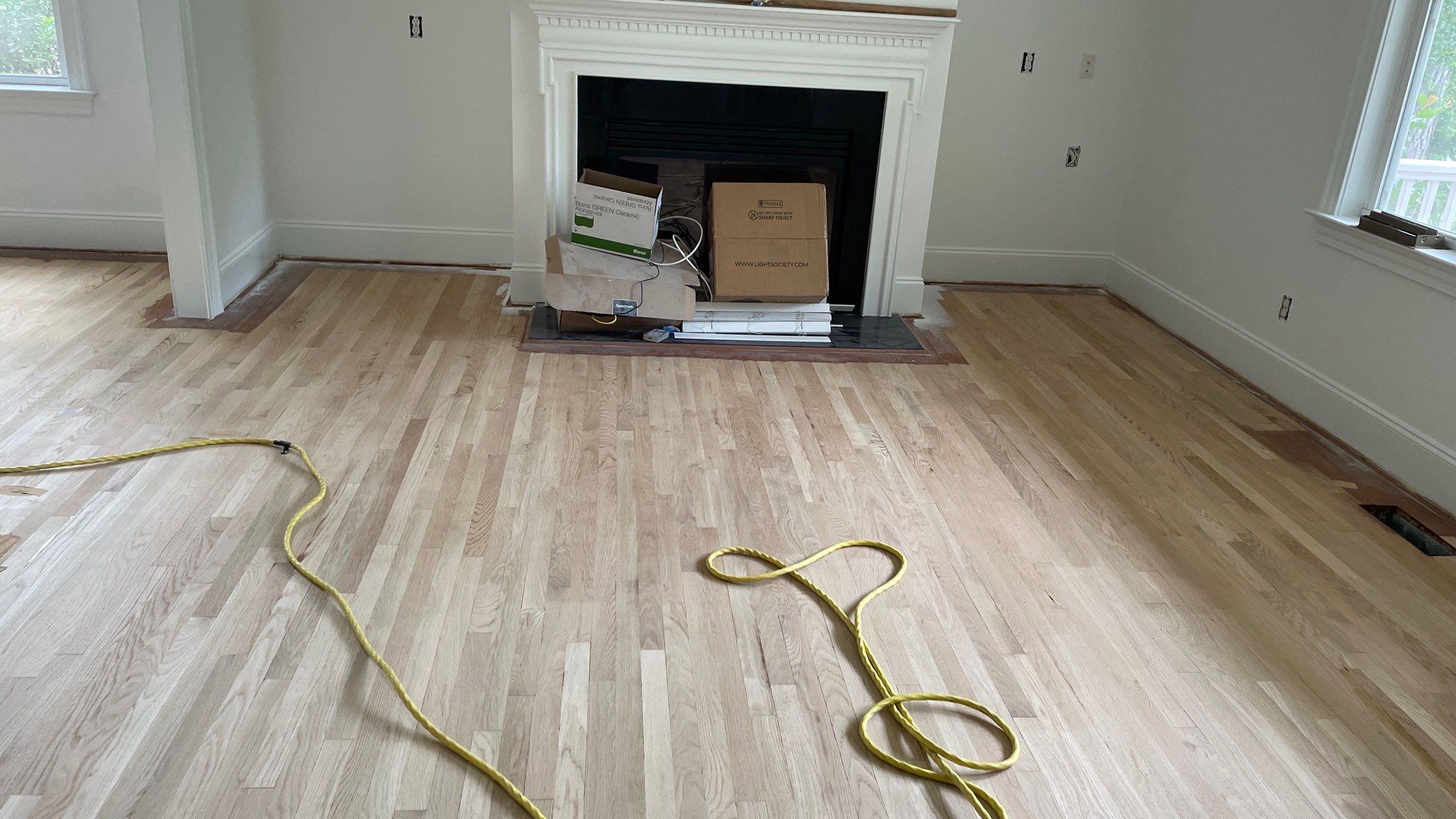Sand and Finish Red Oak back to Natural with Matte Waterbased Finish by Footprints Floors of Coastal Carolina