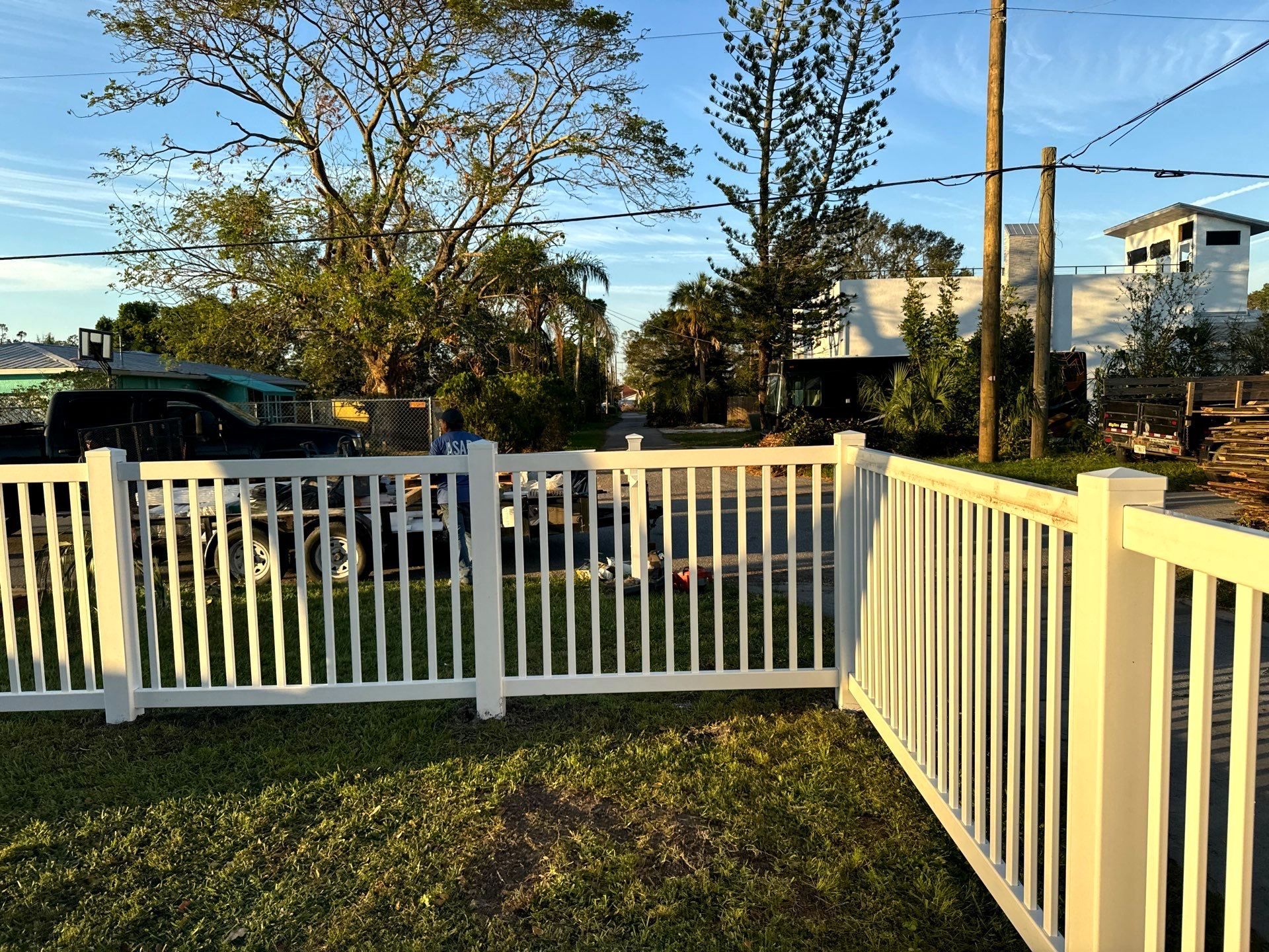 Vinyl Fence Installation using 6Ft White Vinyl Privacy Fence and a 4Ft White Vinyl Picket Fence by Asap fence and gates, LLC