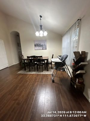 Modern Dining Room Renovation Featuring Wood Look Plank Flooring in Chandler