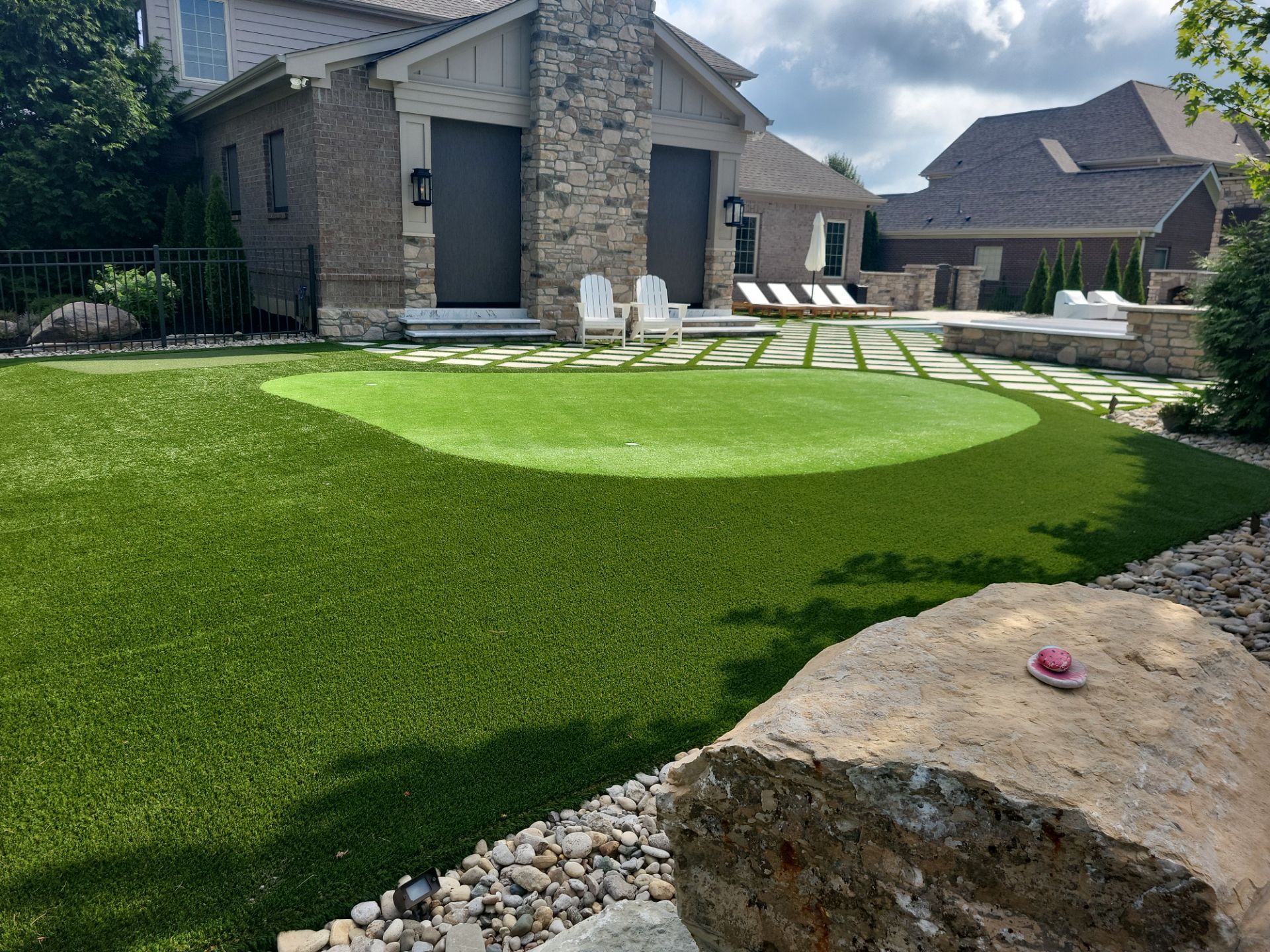 Residential Golf Green and Modern Paver Patio Installation in Centerville by Southwest Greens Midwest