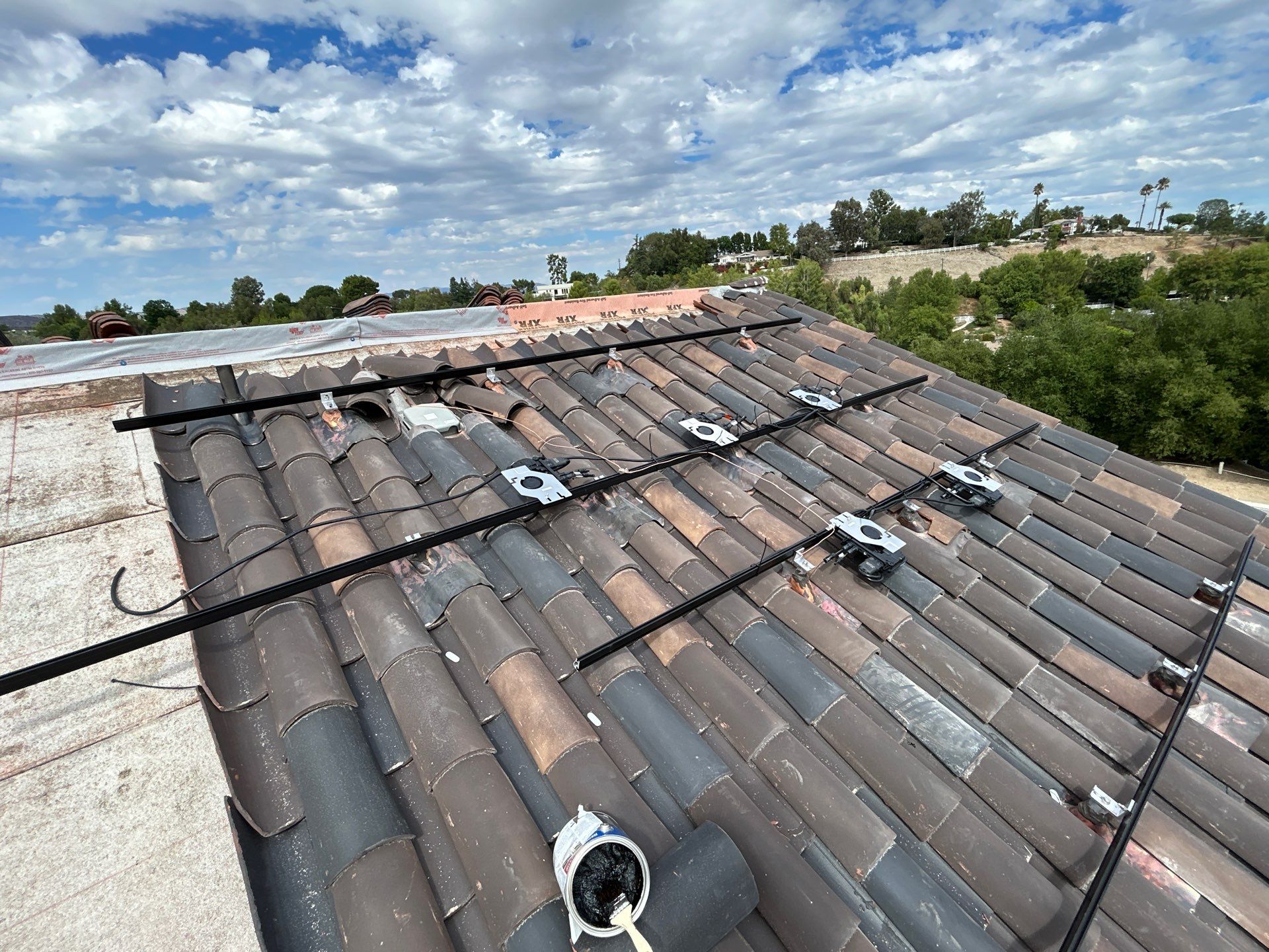 Solar Panel and Clay Tile Roof Installation in Hidden Hills by AWS Solar