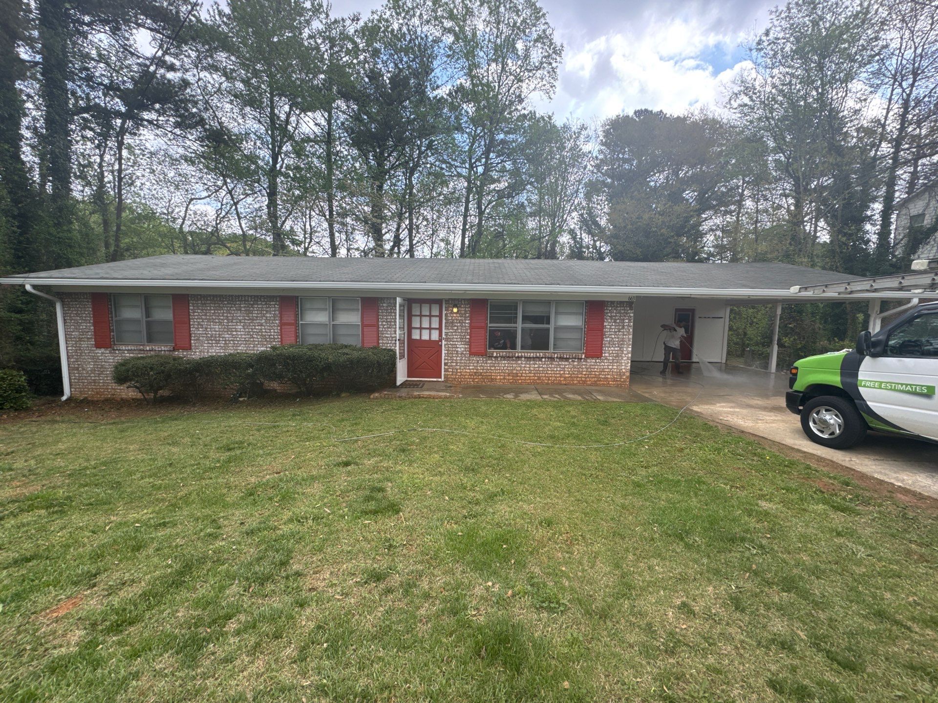 White Brick Exterior Painting and Shutter Refresh in Marietta by Swift Home Renovations