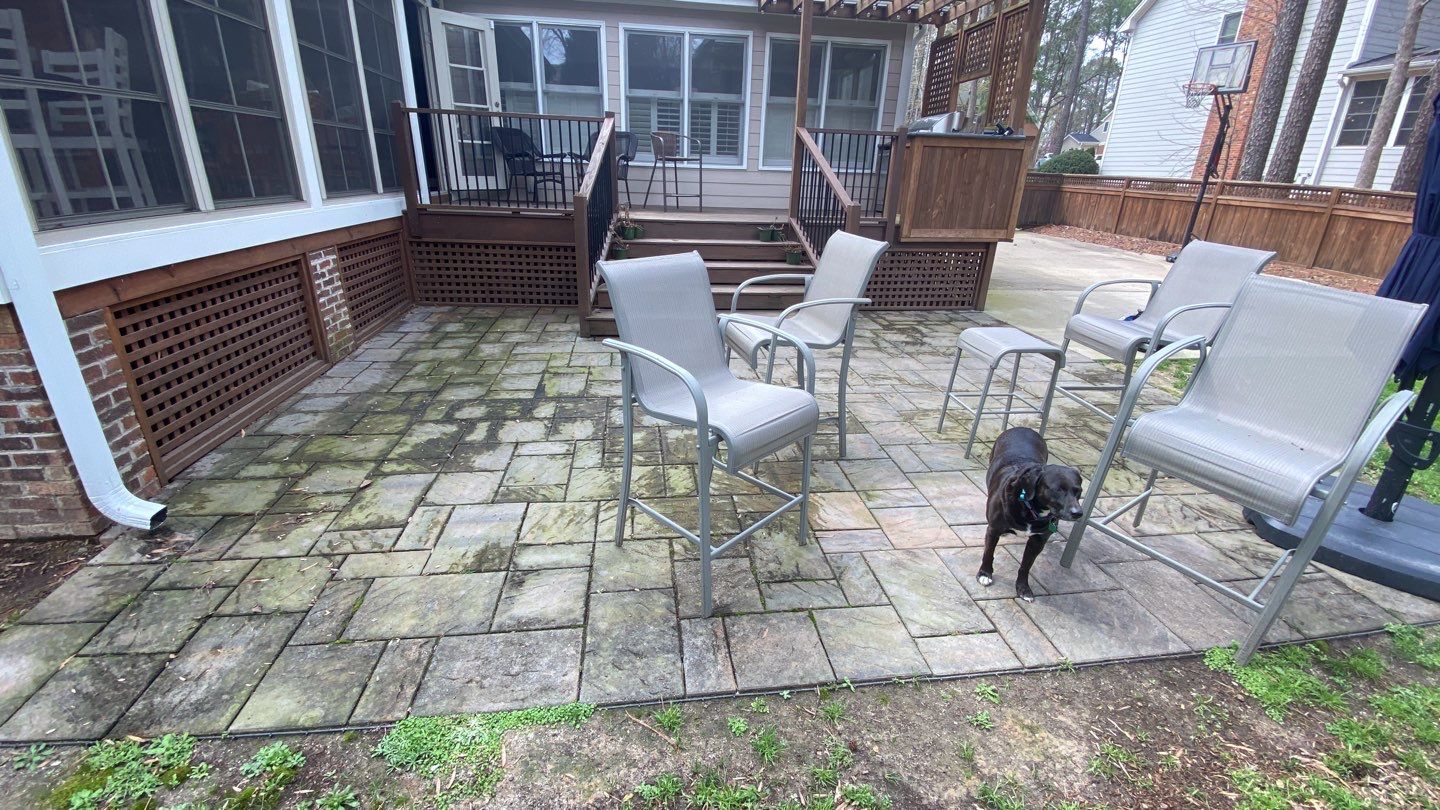 Deck and Stamped Concrete Patio by DuraSeal