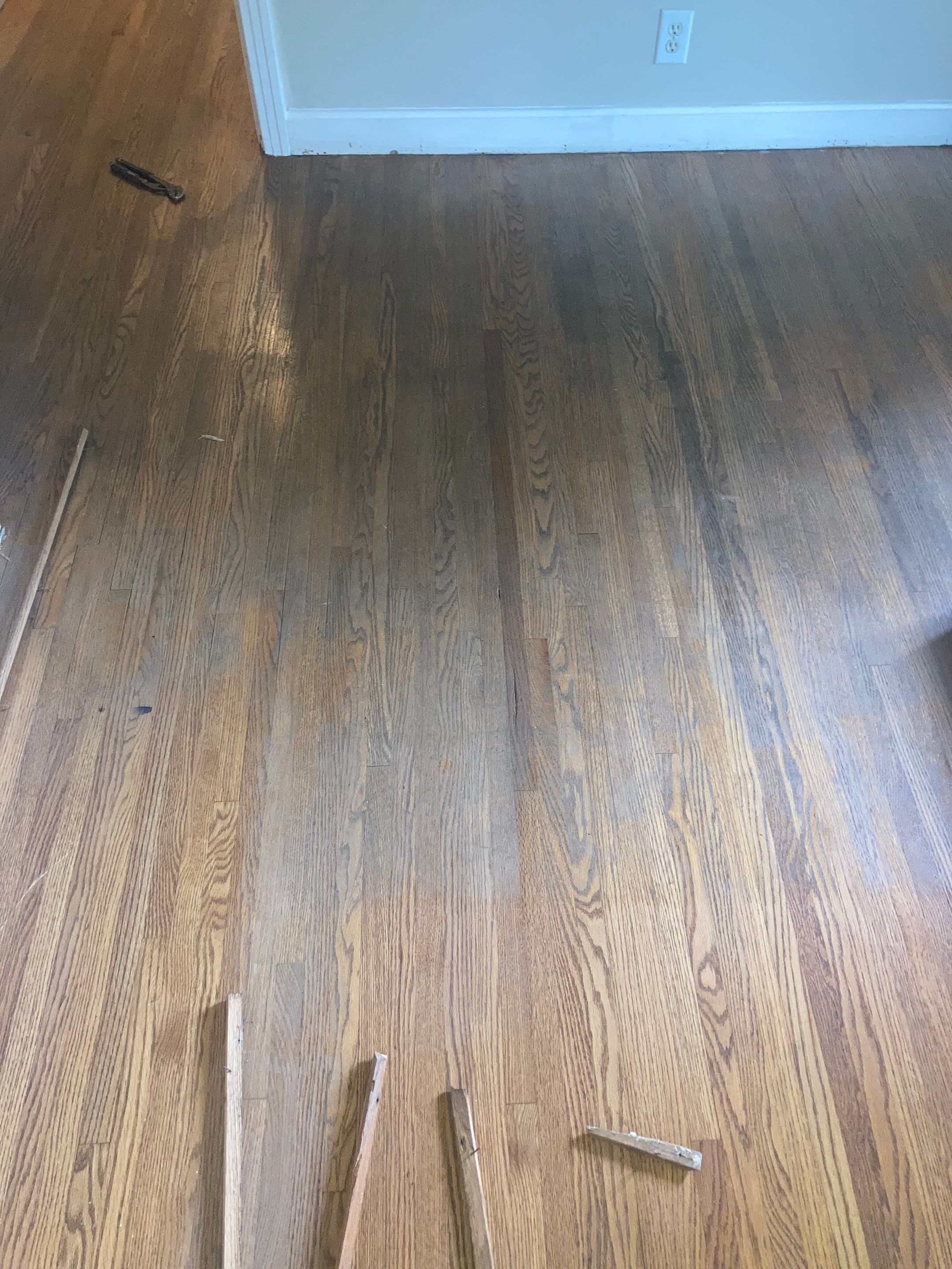 Red and White oak refinish with Duraseal Special Walnut Stain by Footprints Floors of Nashville