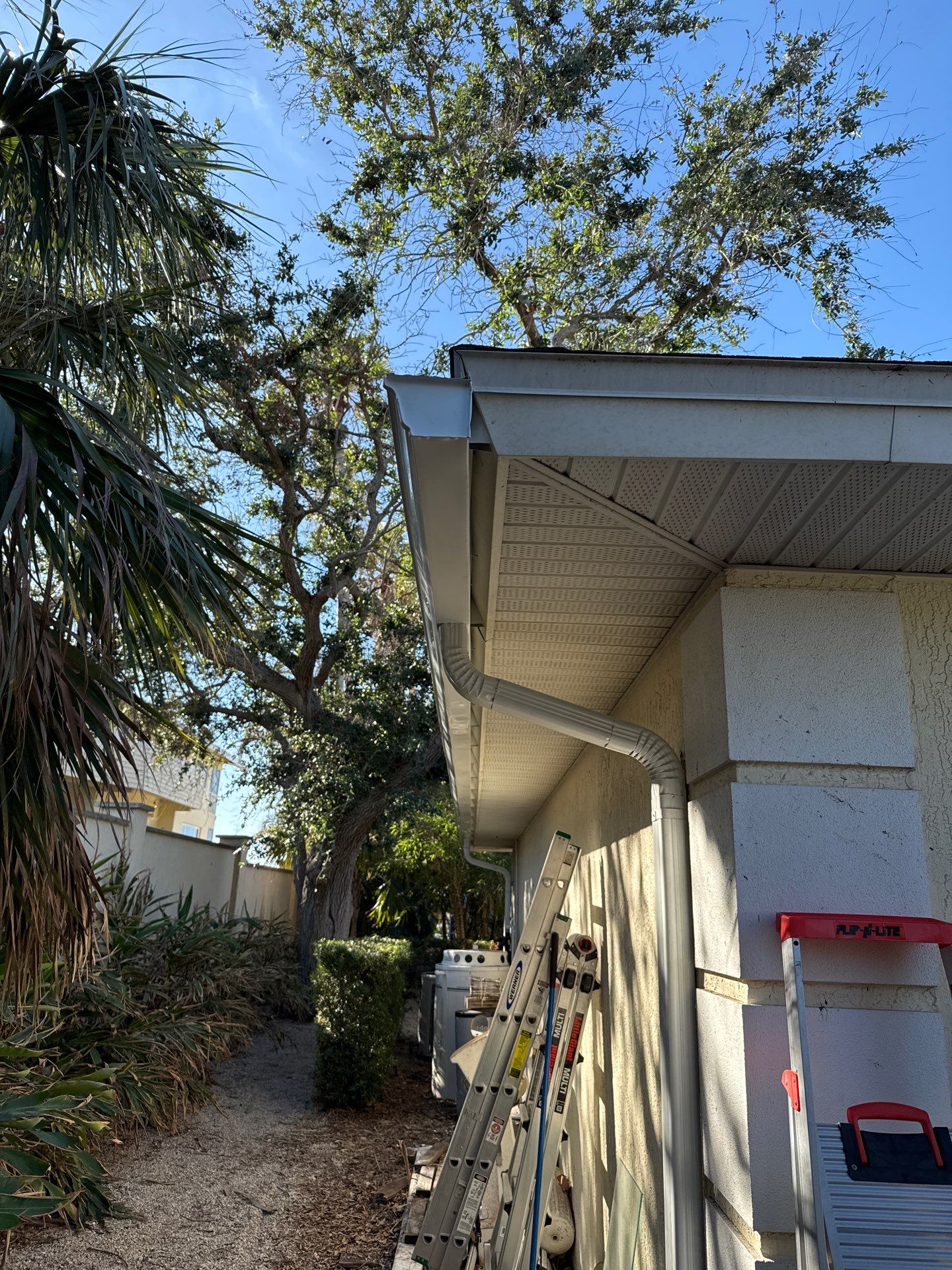 White K-Style Seamless Gutters in Sarasota FL by Gutter Professors