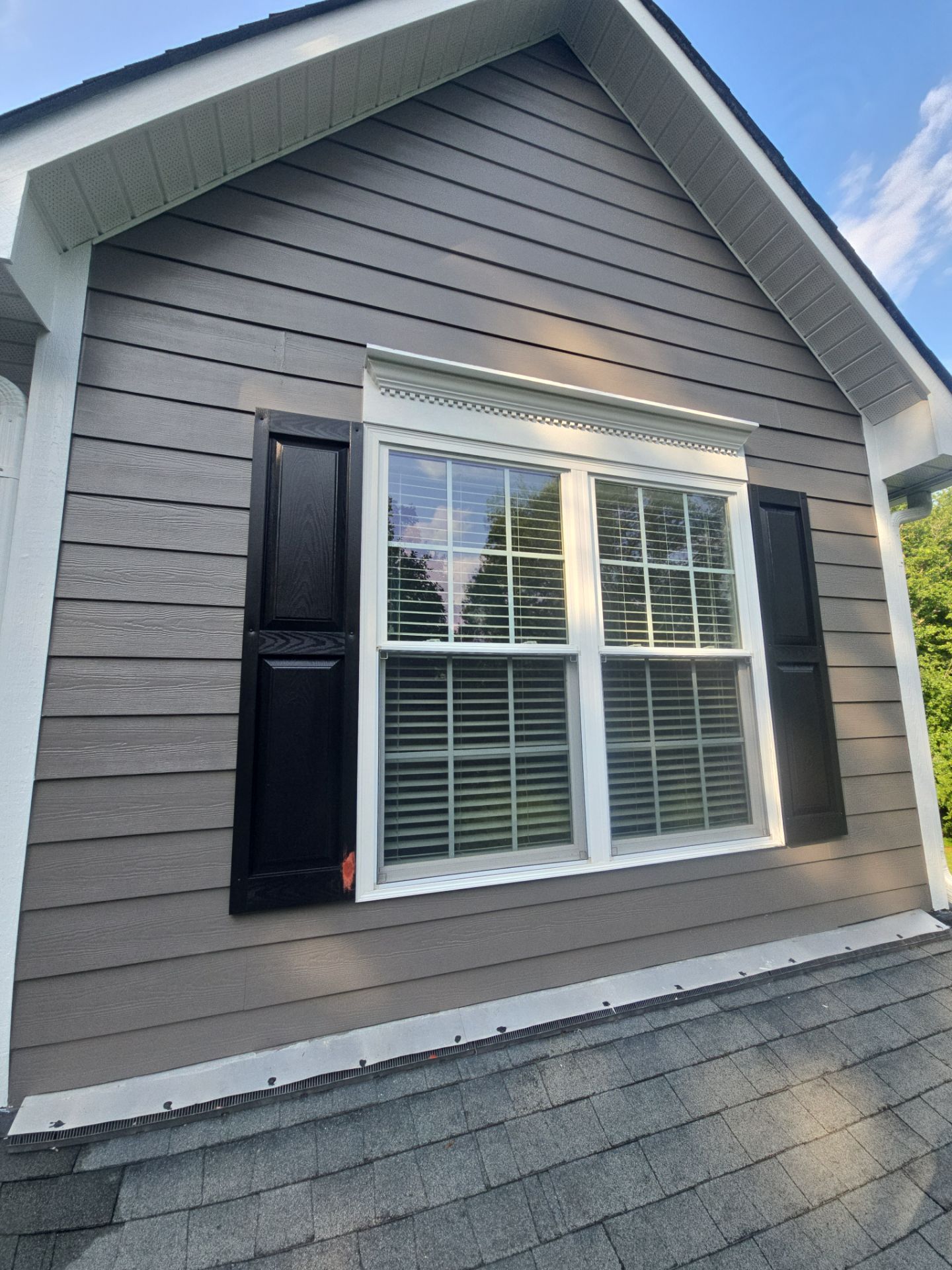 Siding replacement, exterior painting, and front door staining. by GonzalezPainters & Contractors Inc