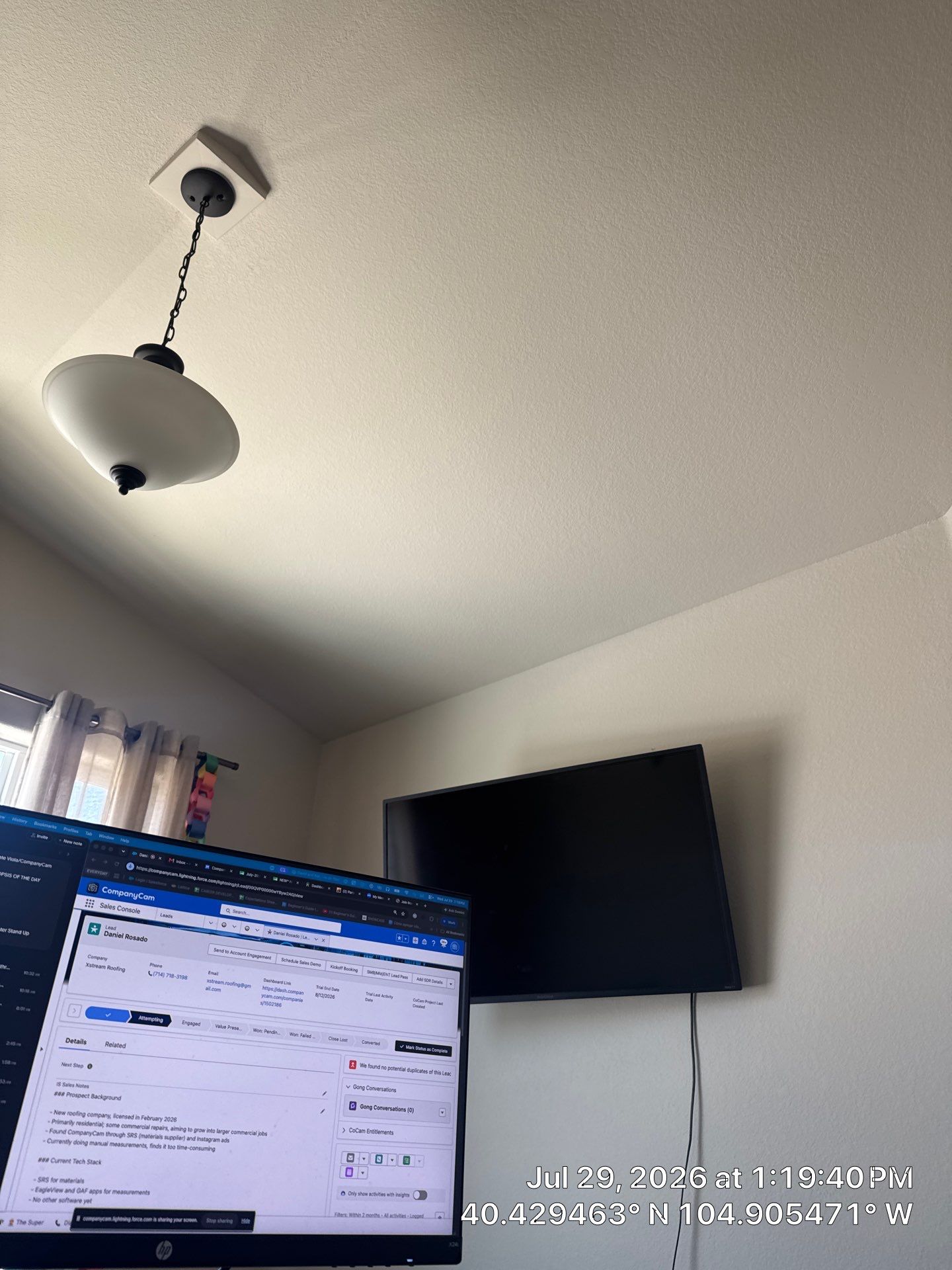 Home Office Multimedia Upgrade and Pendant Light Installation in Windsor by CompanyCam Sales Demo