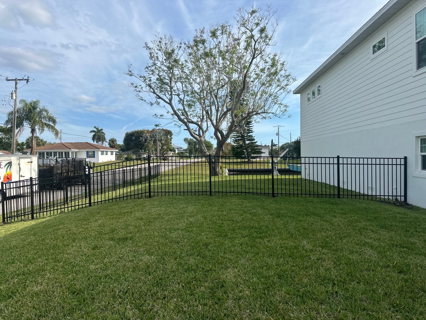 Aluminum Fence Installation using Black 3 Rail Aluminum and Vinyl Privacy Fence  by Asap fence and gates, LLC