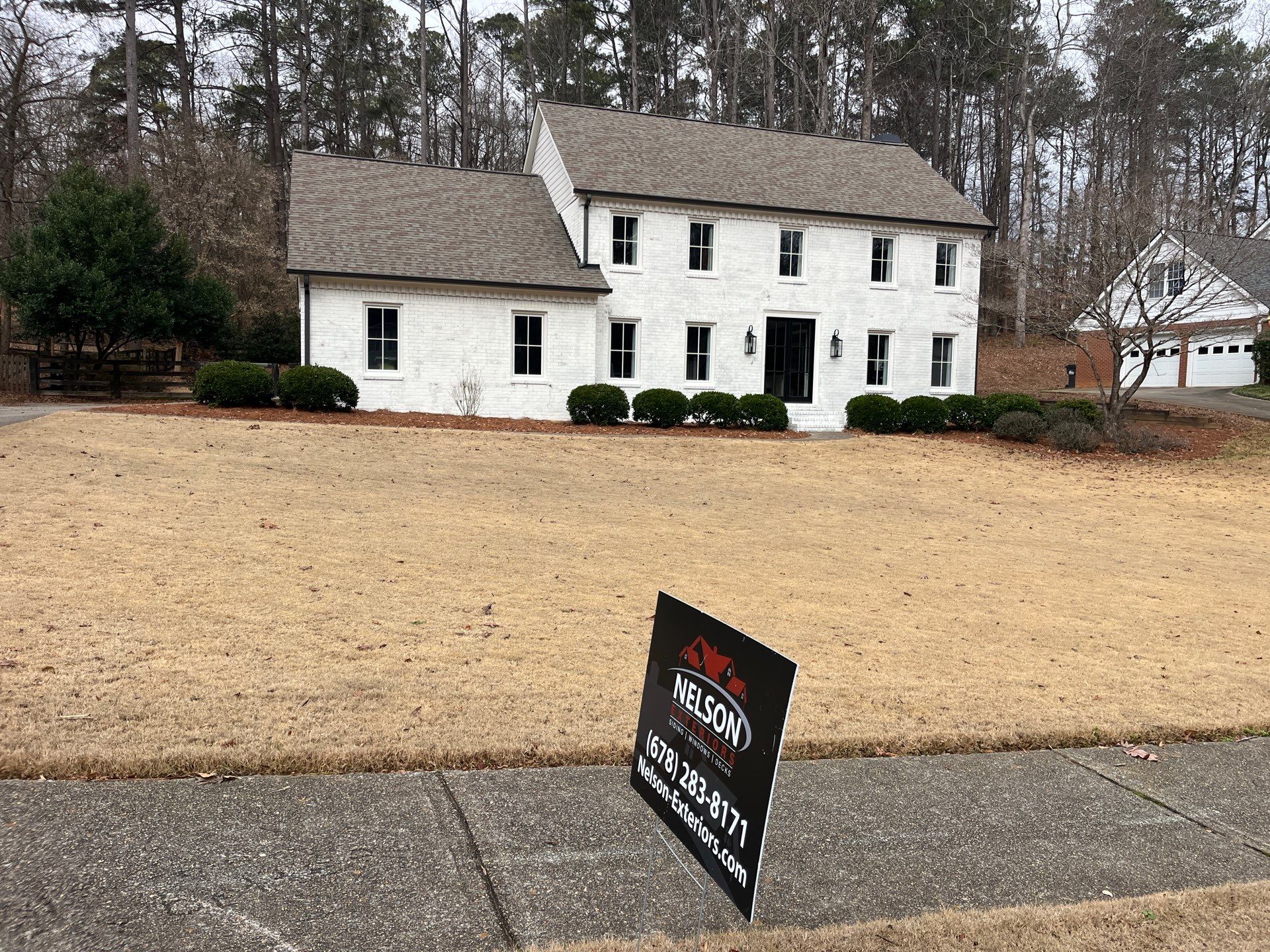 Romabio Brick Lime Wash and Cedar Tongue & Groove Porch Ceiling Installation in Marietta, GA by Nelson Exteriors 
