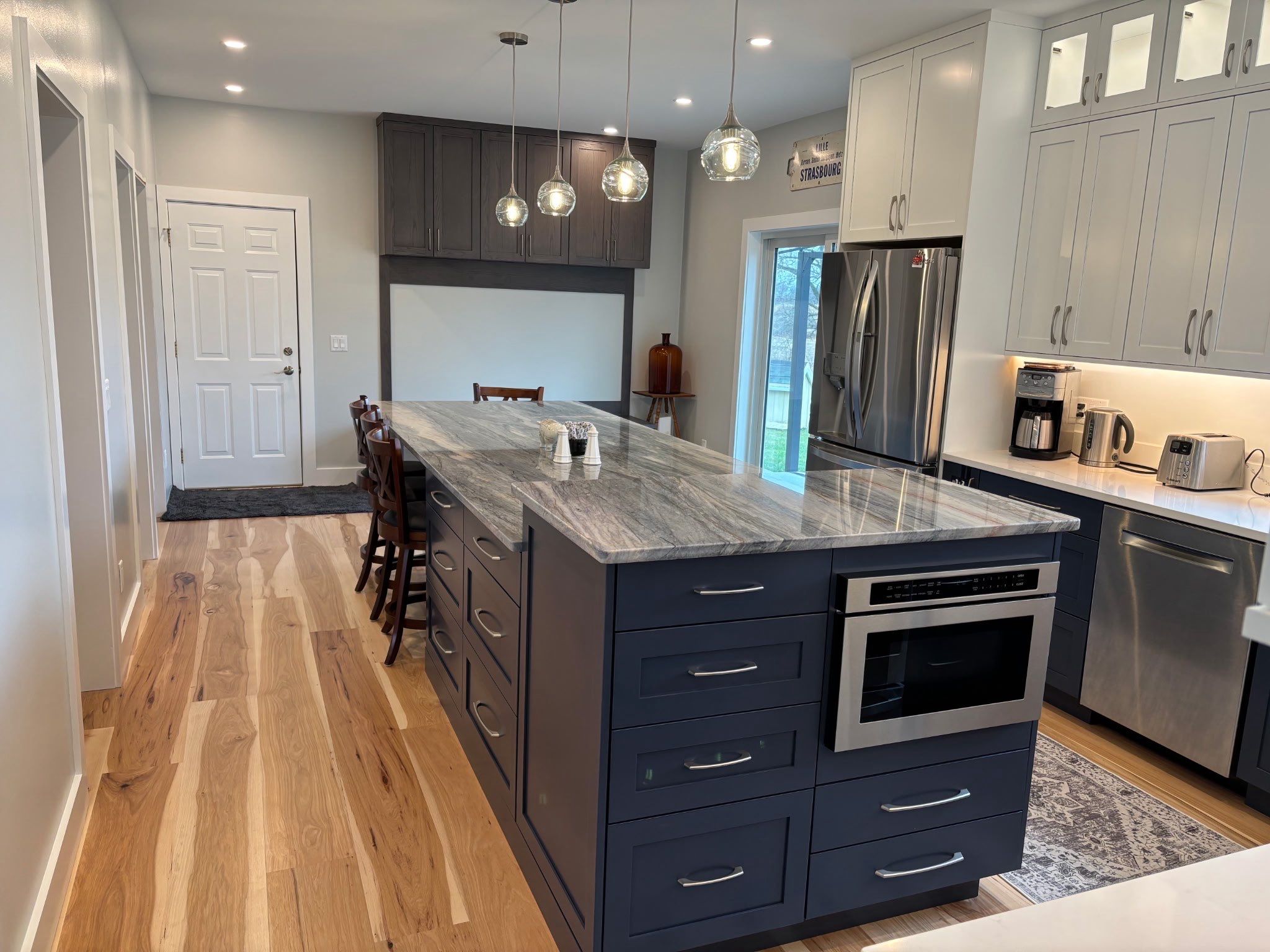 Wide plank natural calico hickory by Ann Arbor Hardwoods 