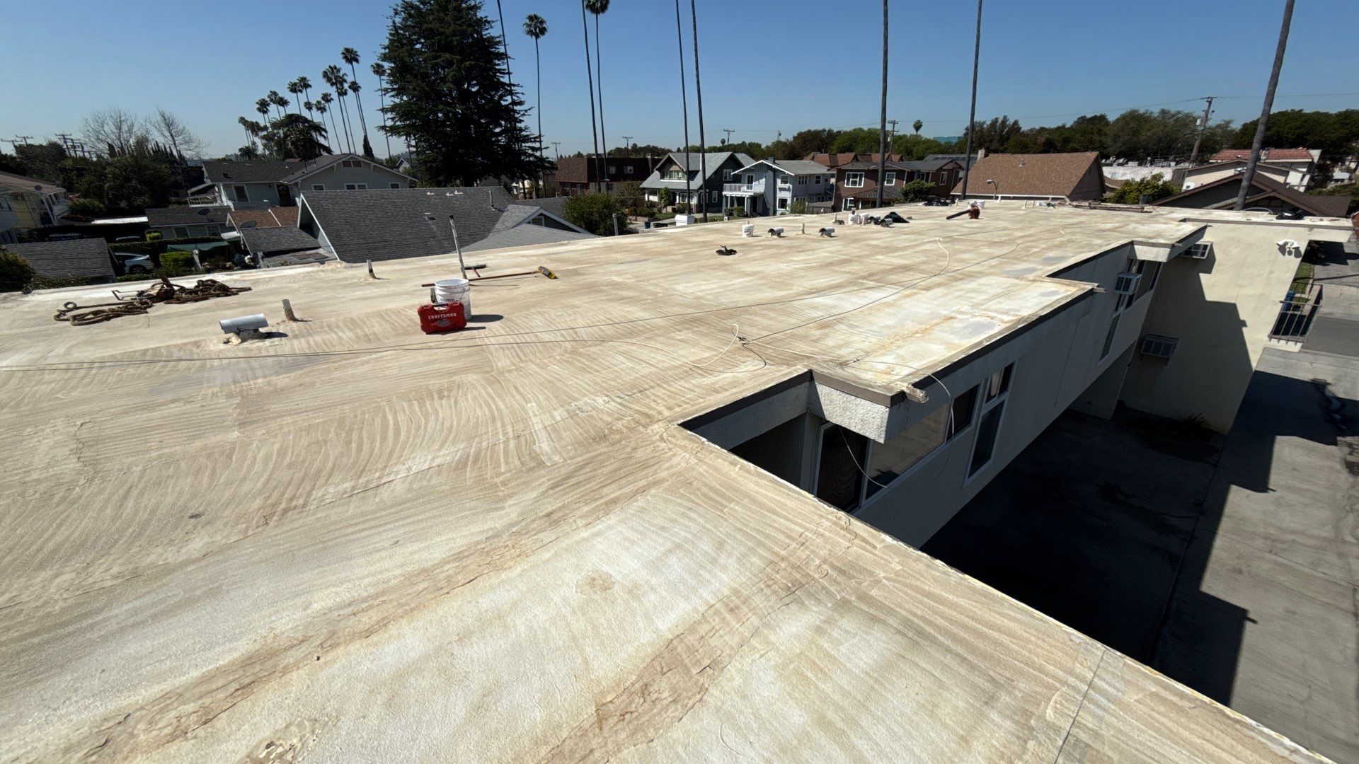 New Drainage and Silicone Membrane Installation using American Standard Coatings Silicone-S by Hull Brothers Roofing