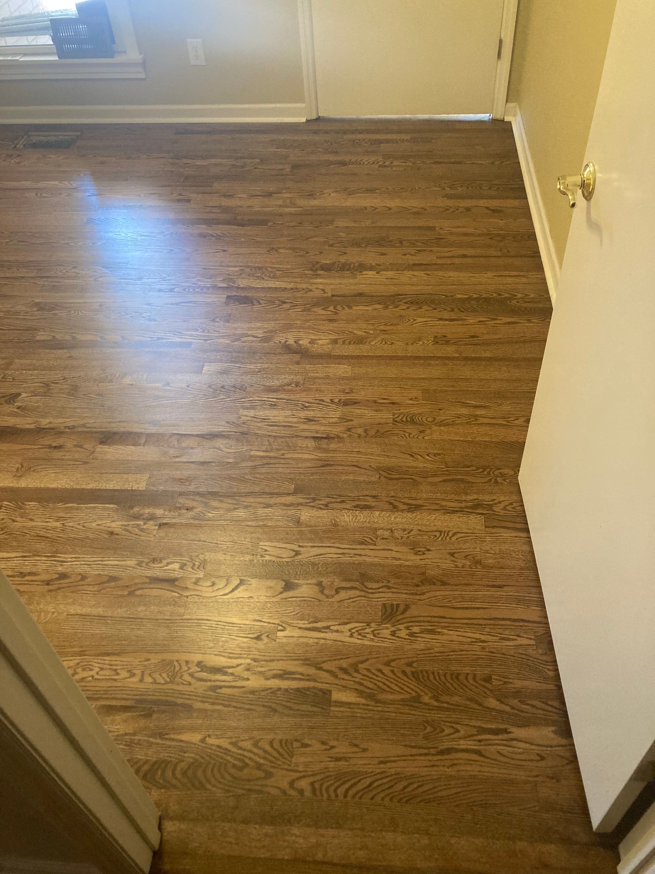 Red and White oak refinish with Duraseal Special Walnut Stain by Footprints Floors of Nashville