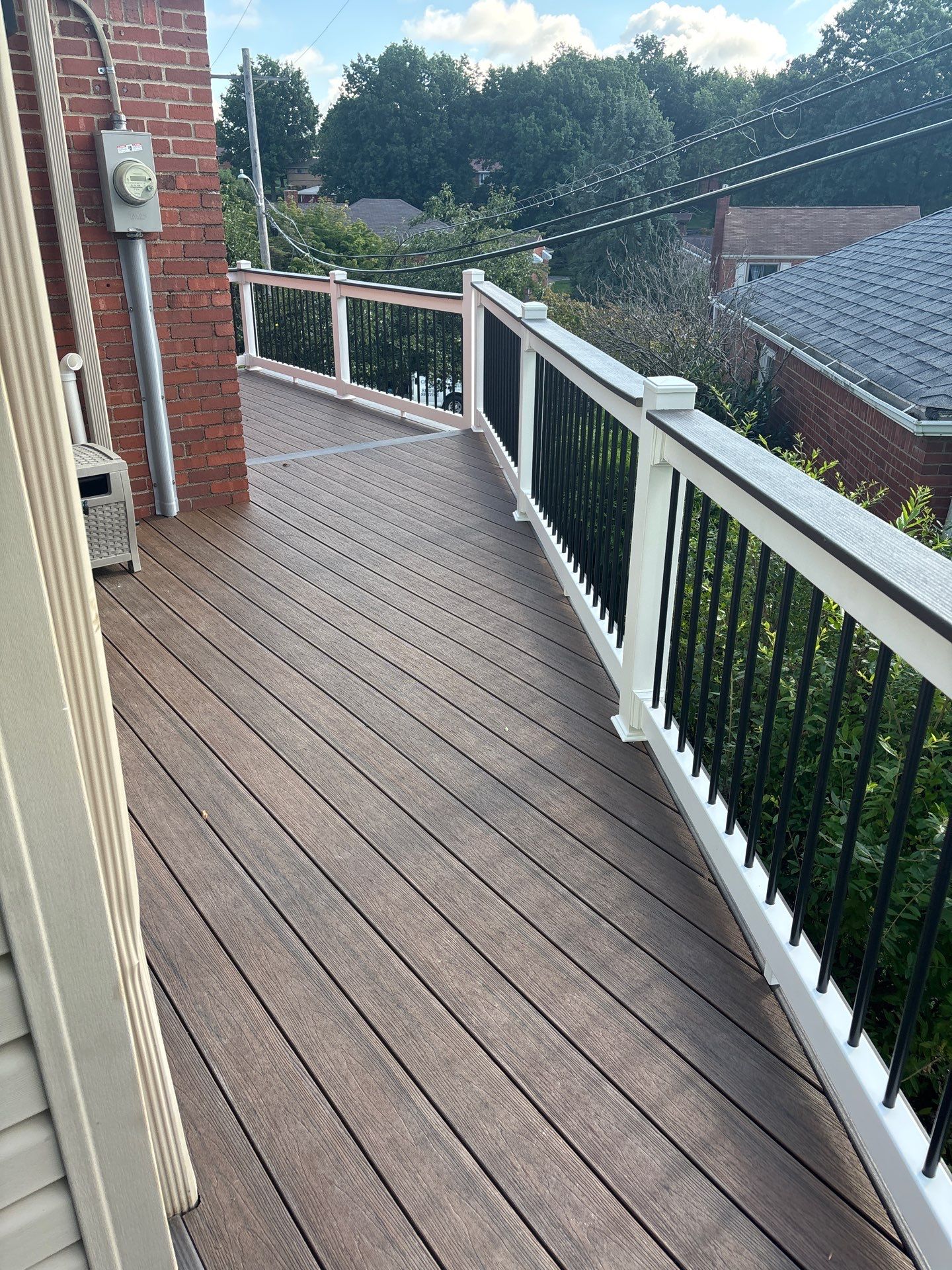 2 tone Composite Re-Deck with Vinyl Railings in Pittsburgh by Cousins Roofing Siding & Decks