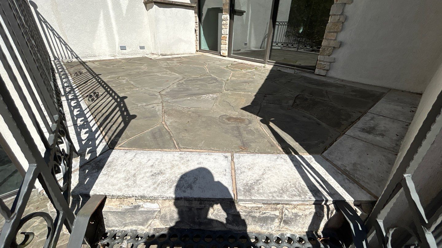 natural stone using Algaecide, soft wash soap by Northern Power Washing LLC.